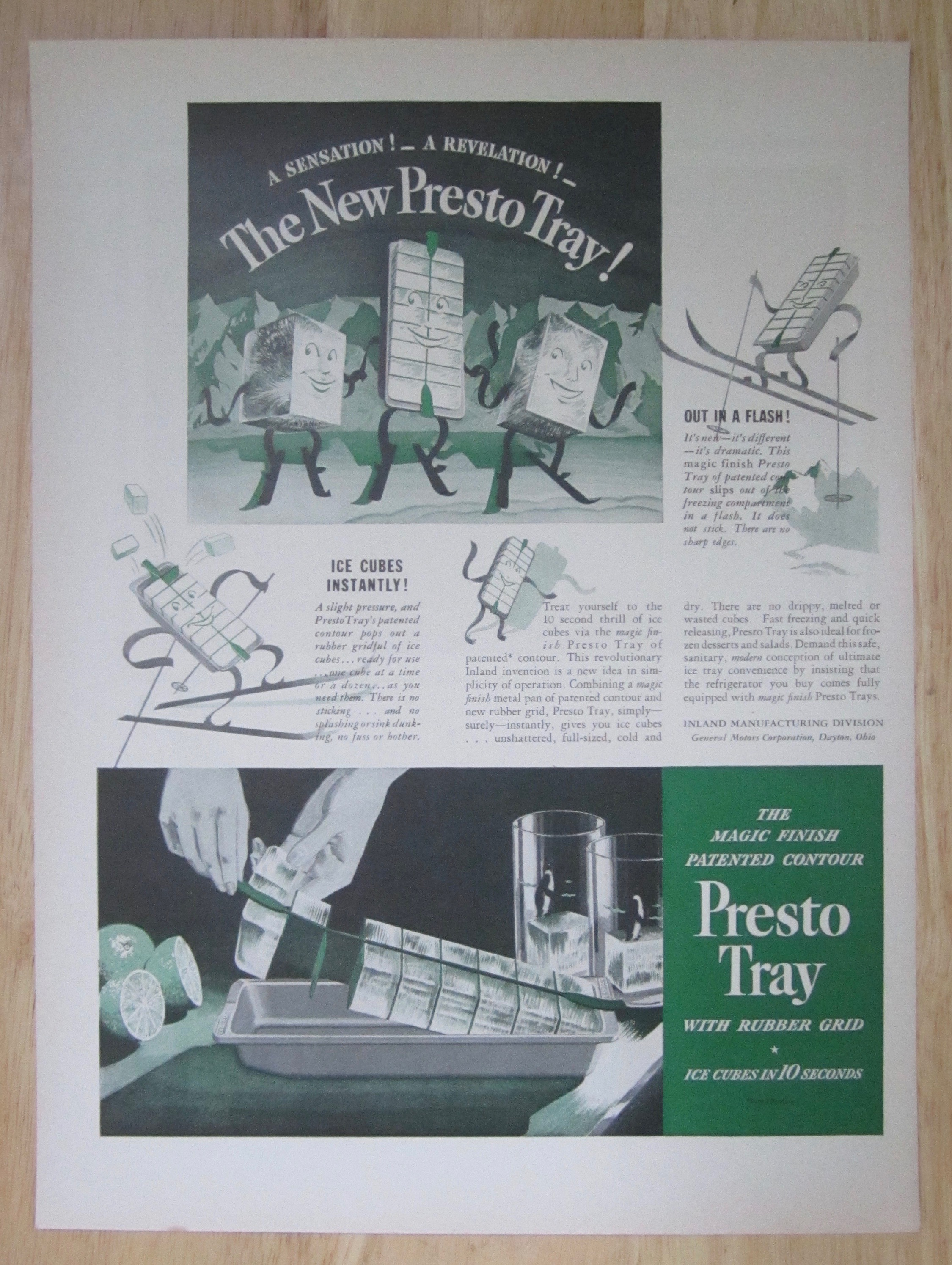1937 Presto Tray with Ice Being Pulled From Tray