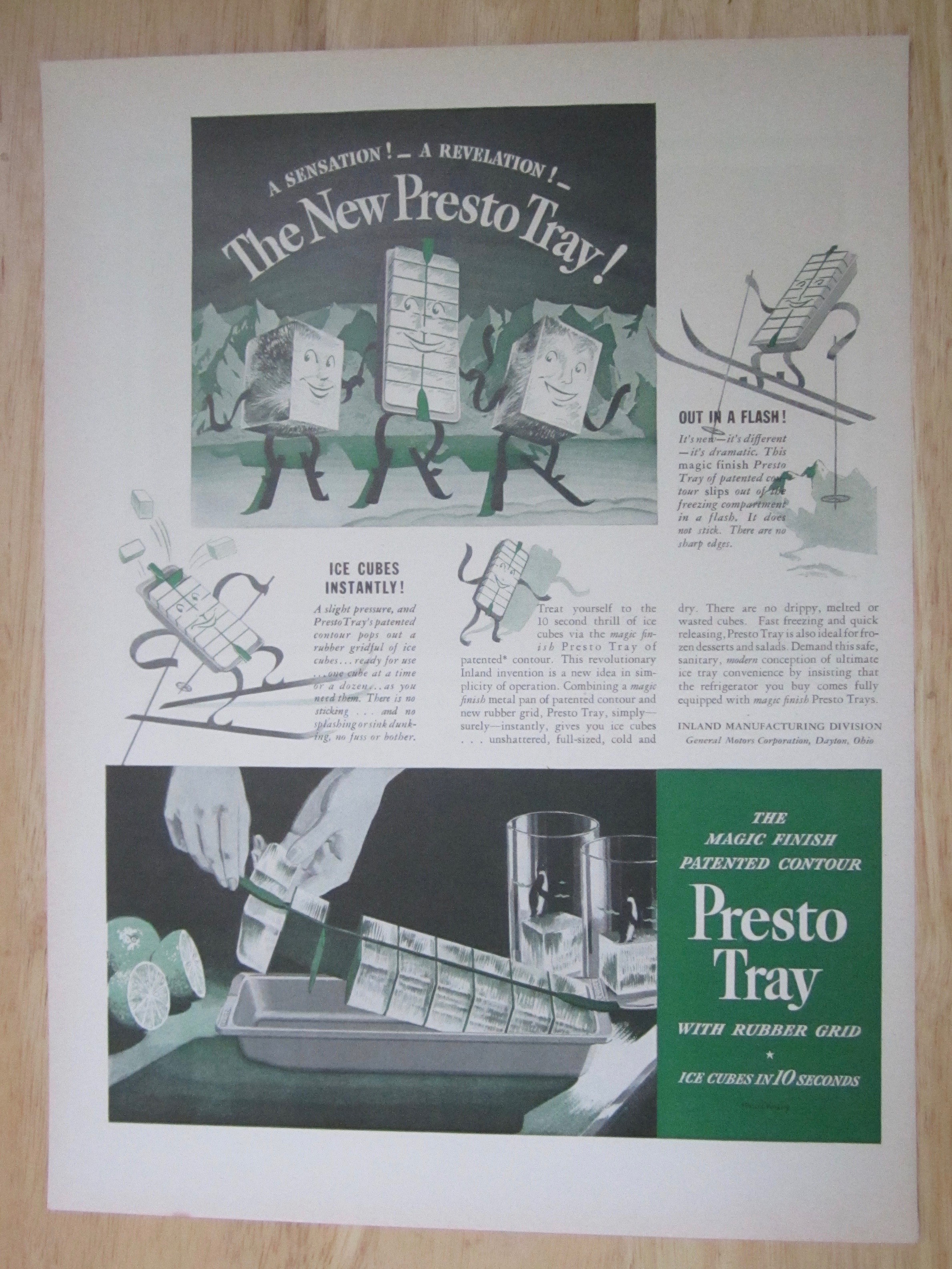 1937 Presto Tray with Ice Being Pulled From Tray