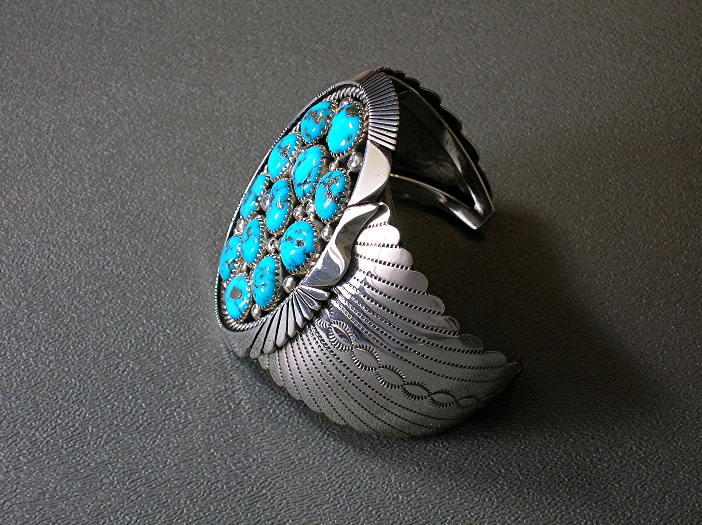 Navajo Turquoise Sterling Silver Cuff Signed 86 Grams