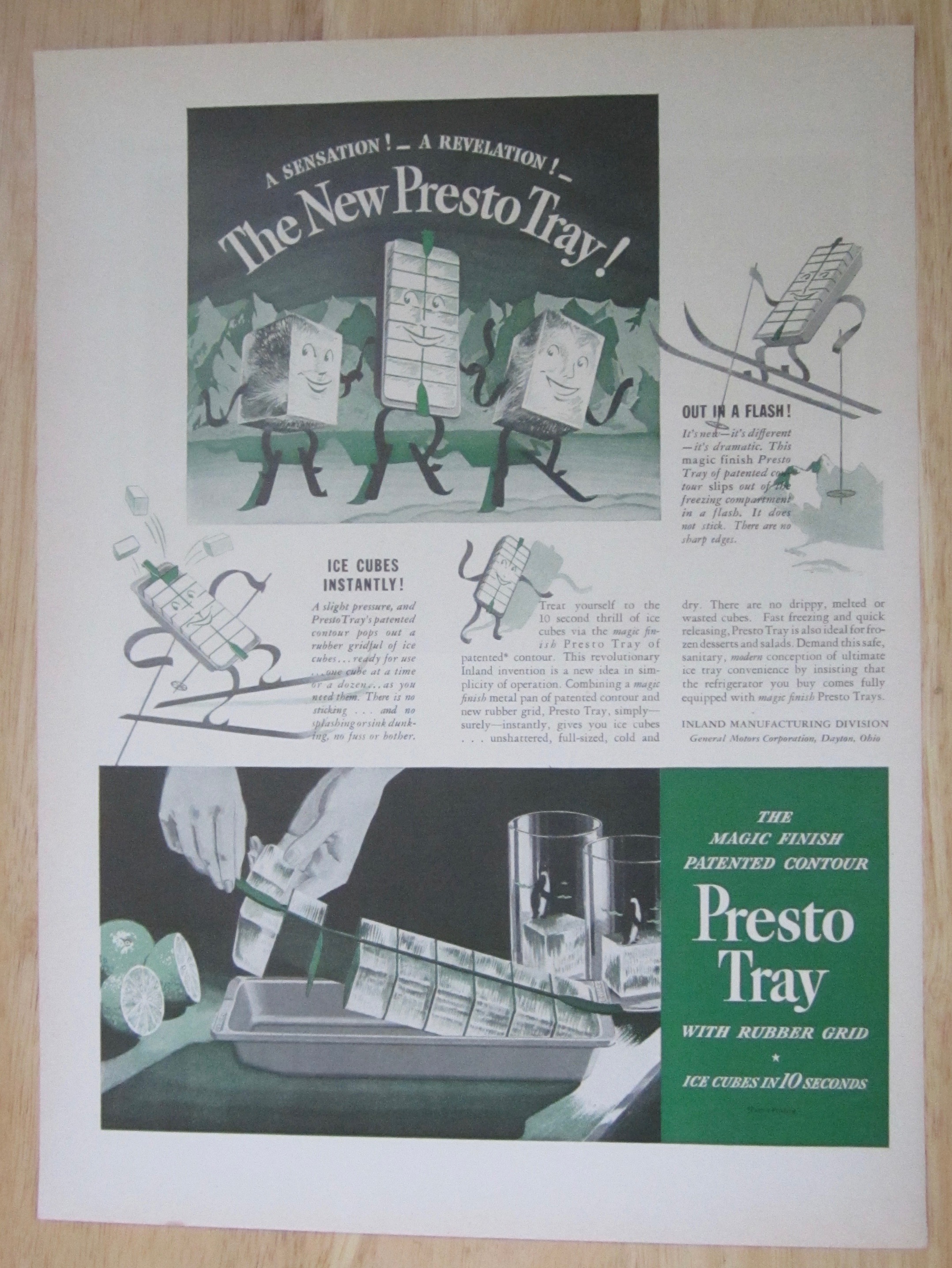 1937 Presto Tray with Ice Being Pulled From Tray