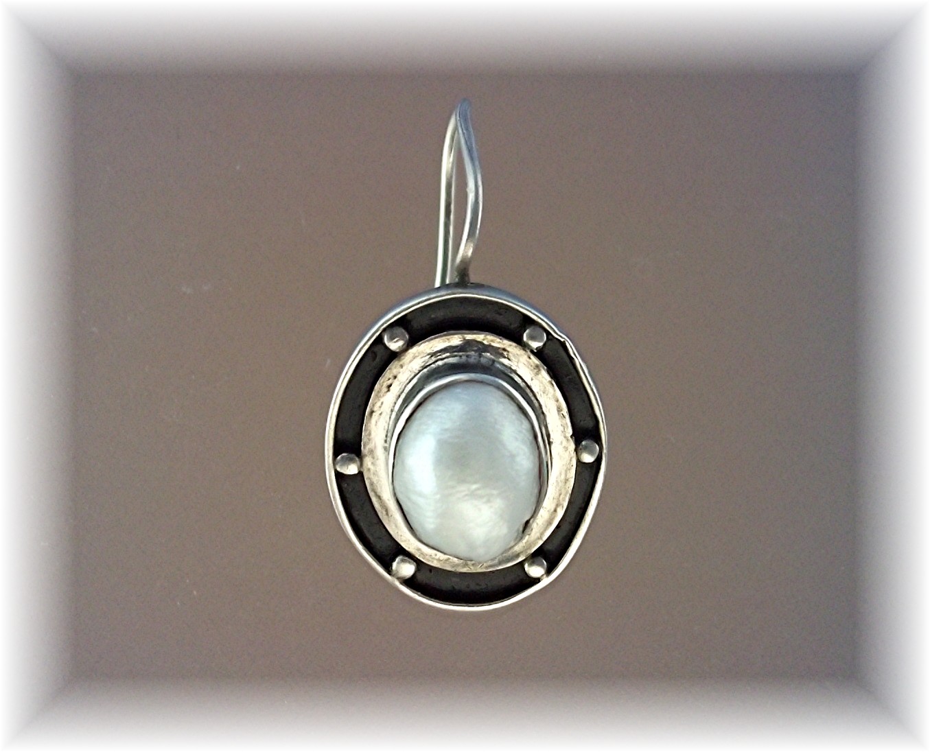 Earrings Antique Look Sterling Silver Pearl  Loop Pierc