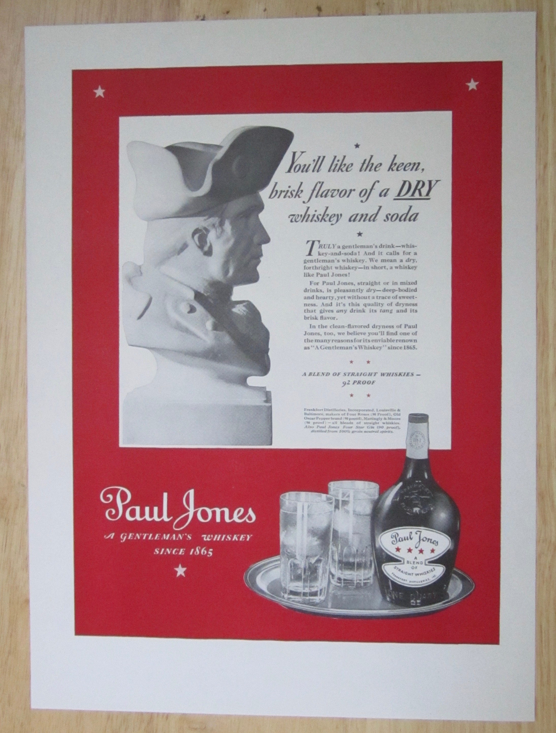 1937 Paul Jones Whiskey with A Bust of A Soldier