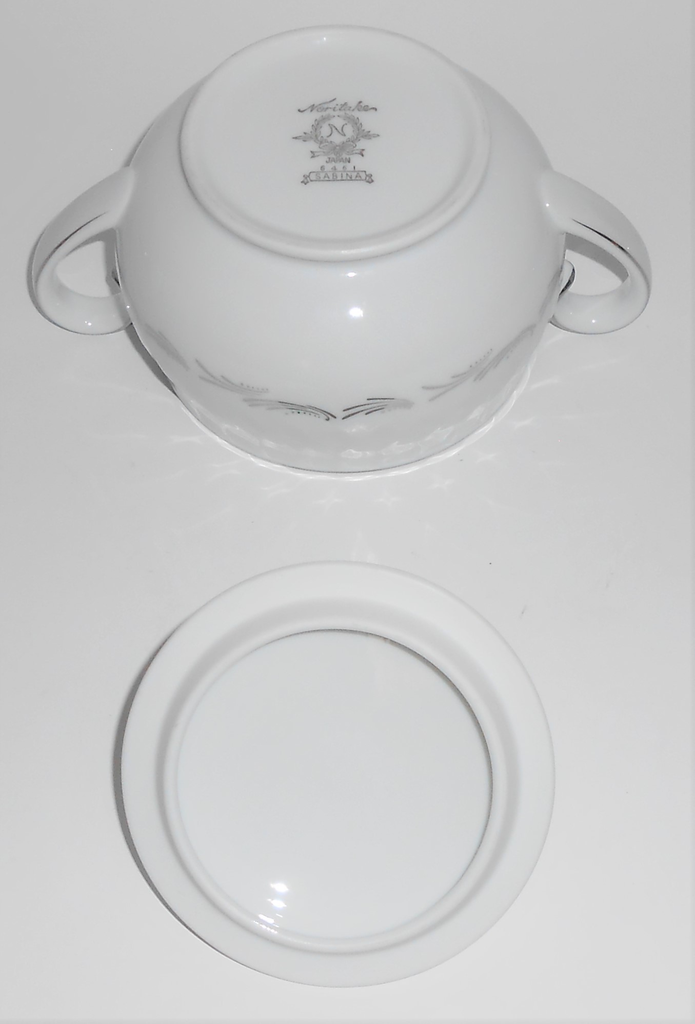 Noritake China Porcelain Platinum Sabina Sugar Bowl