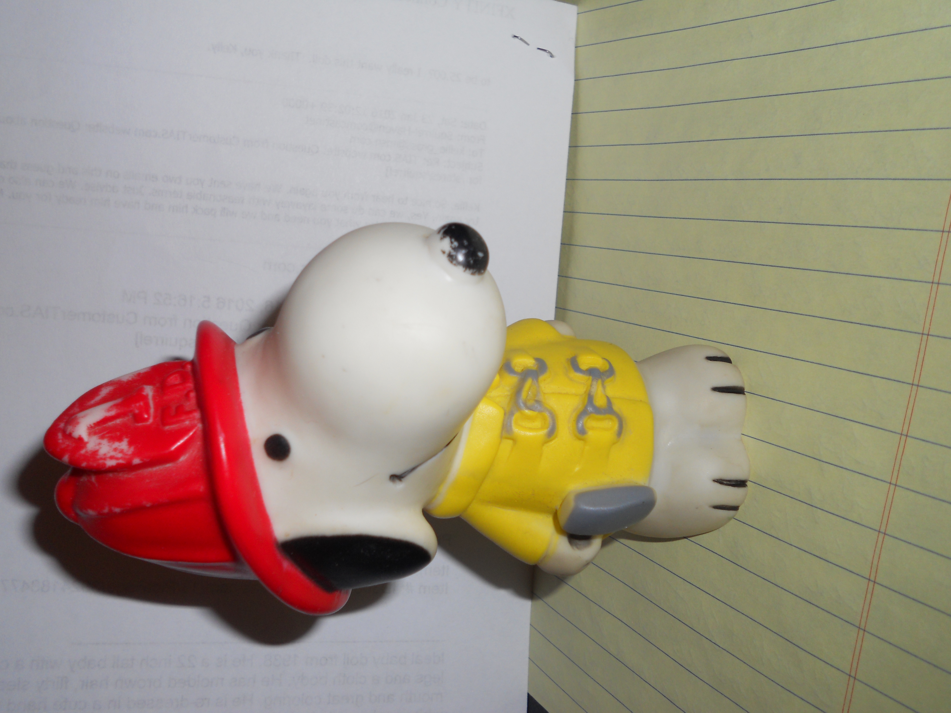 Snoopy Fireman Squeaker Toy 1966