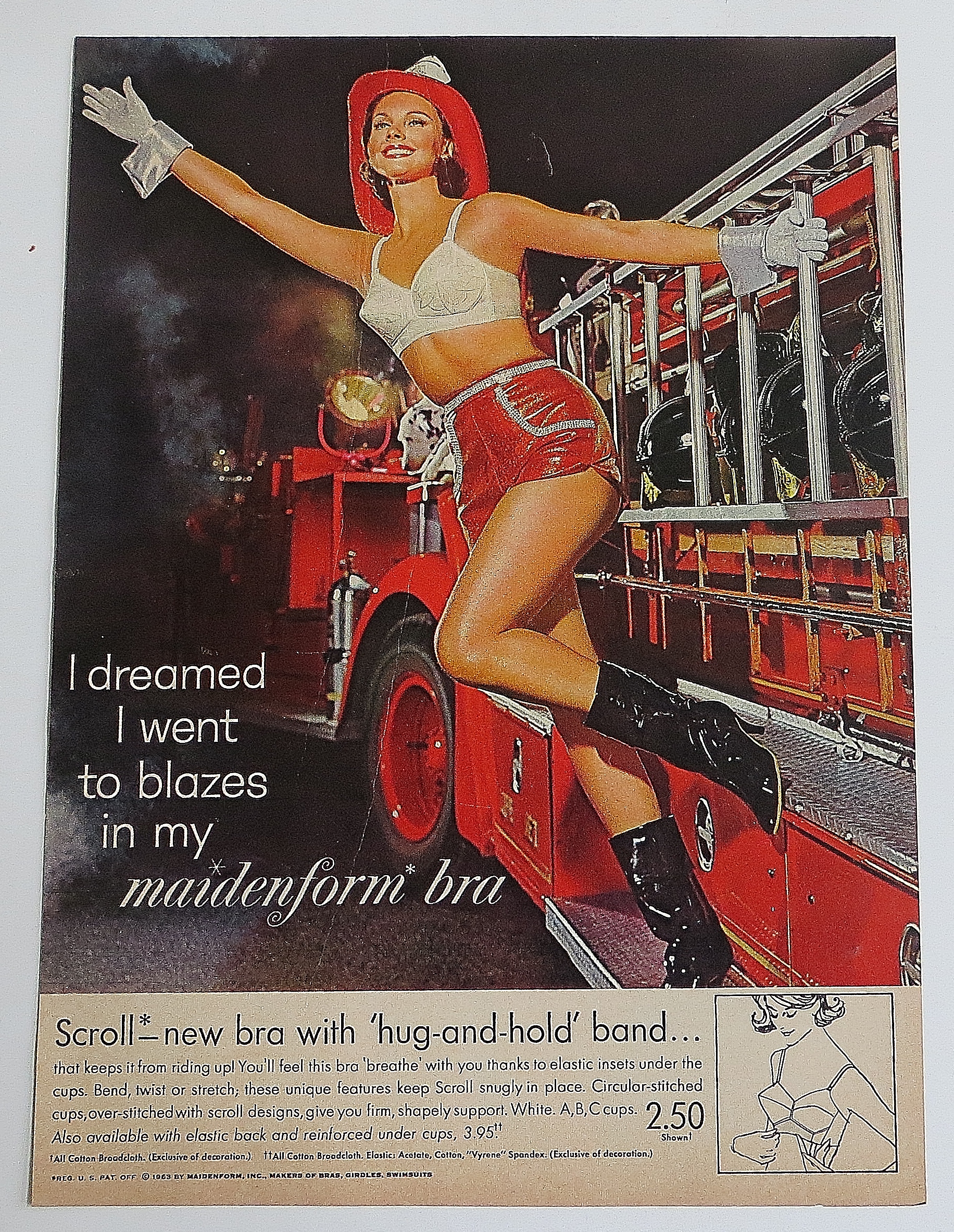 1963 Maidenform Bra With Lady Fire Fighter
