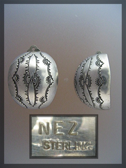 Sterling Silver American indian Clip Hoop Earrings NEZ