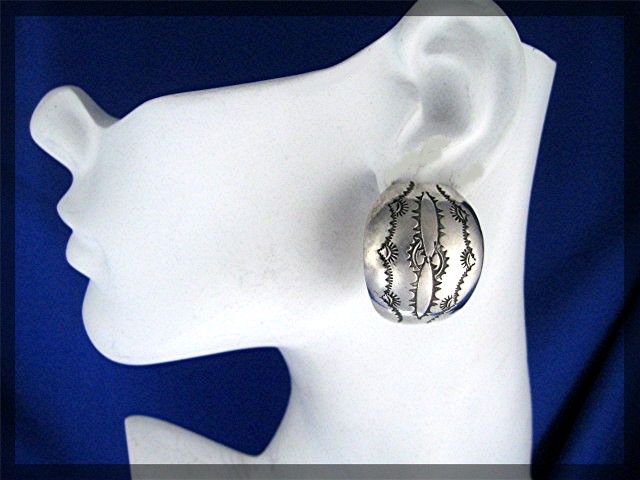 Sterling Silver American indian Clip Hoop Earrings NEZ