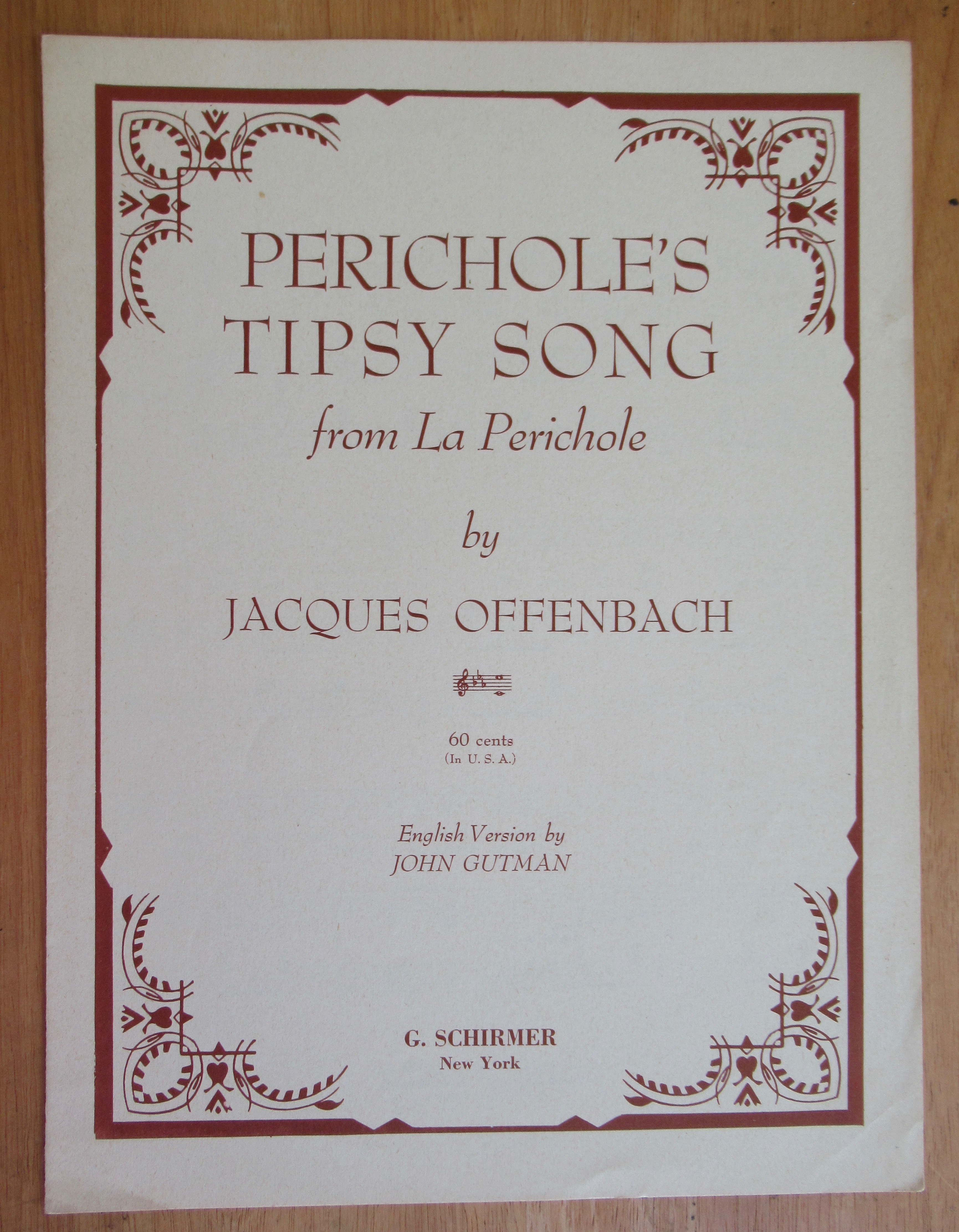 1956 Perichole's Tipsy Song From La Perichole Music