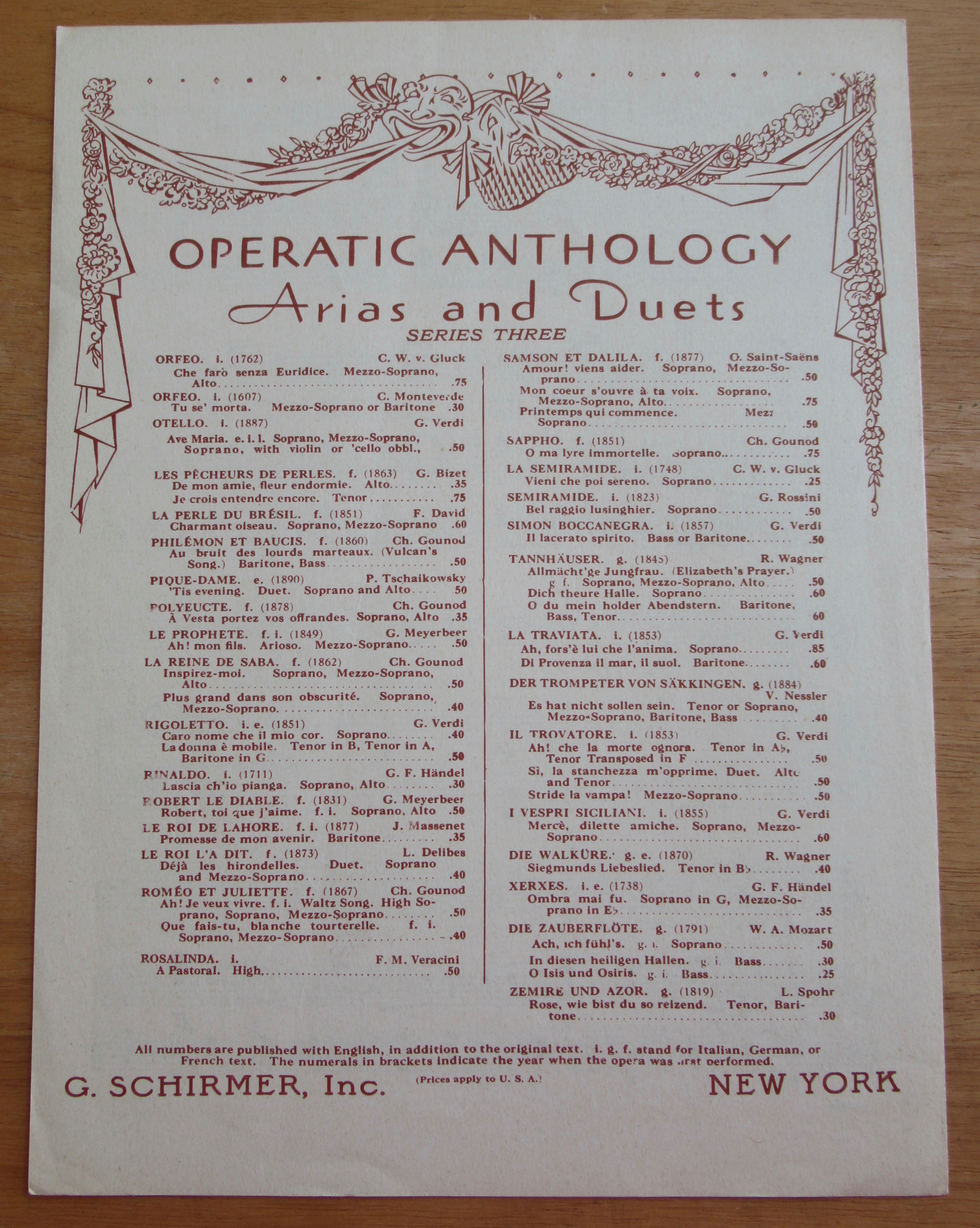 1956 Perichole's Tipsy Song From La Perichole Music
