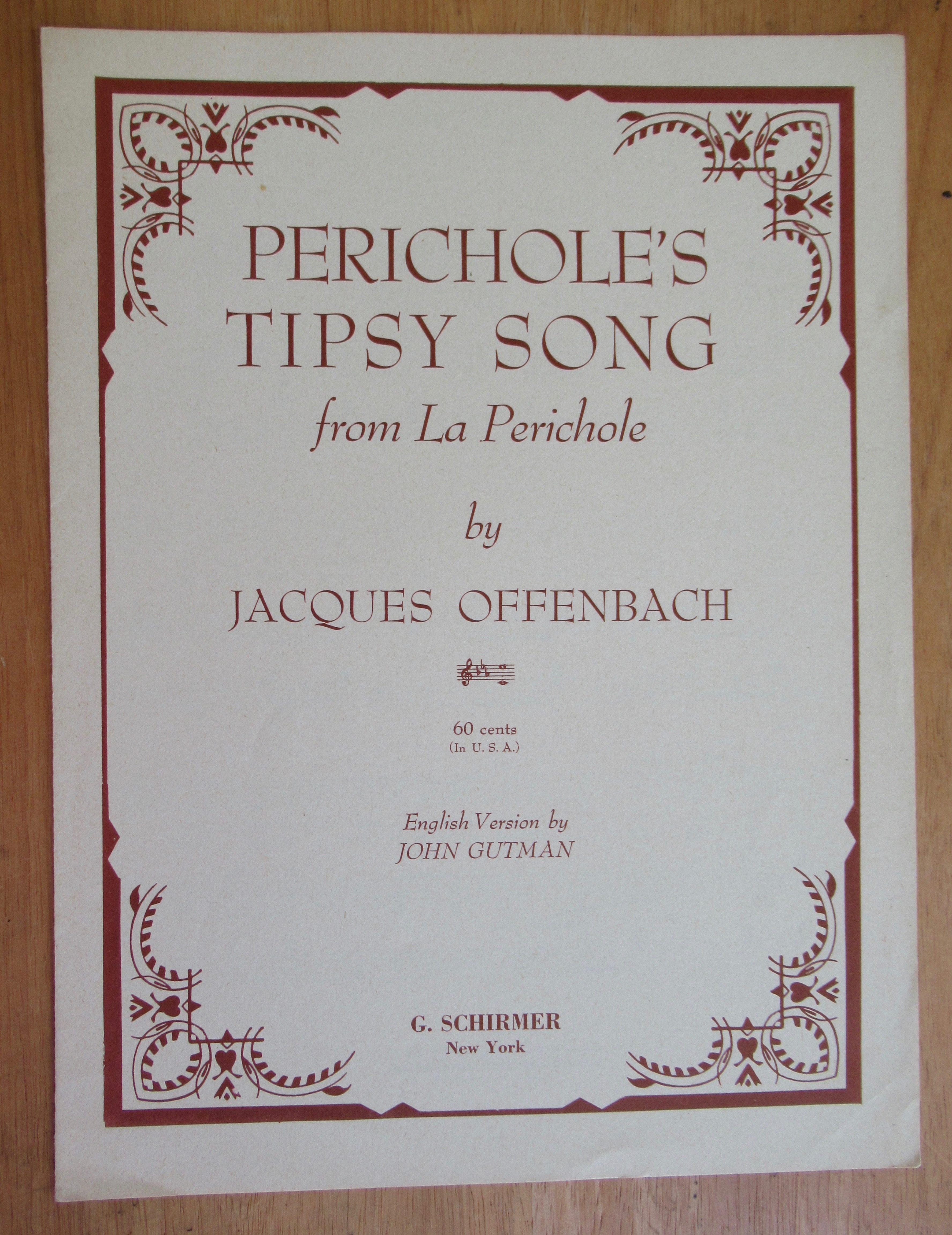 1956 Perichole's Tipsy Song From La Perichole Music