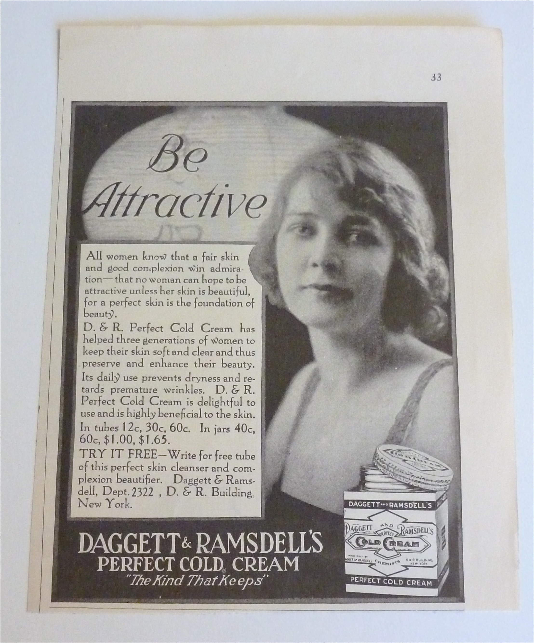 1921 Daggett & Ramsdell's Cold Cream with Lovely Lady