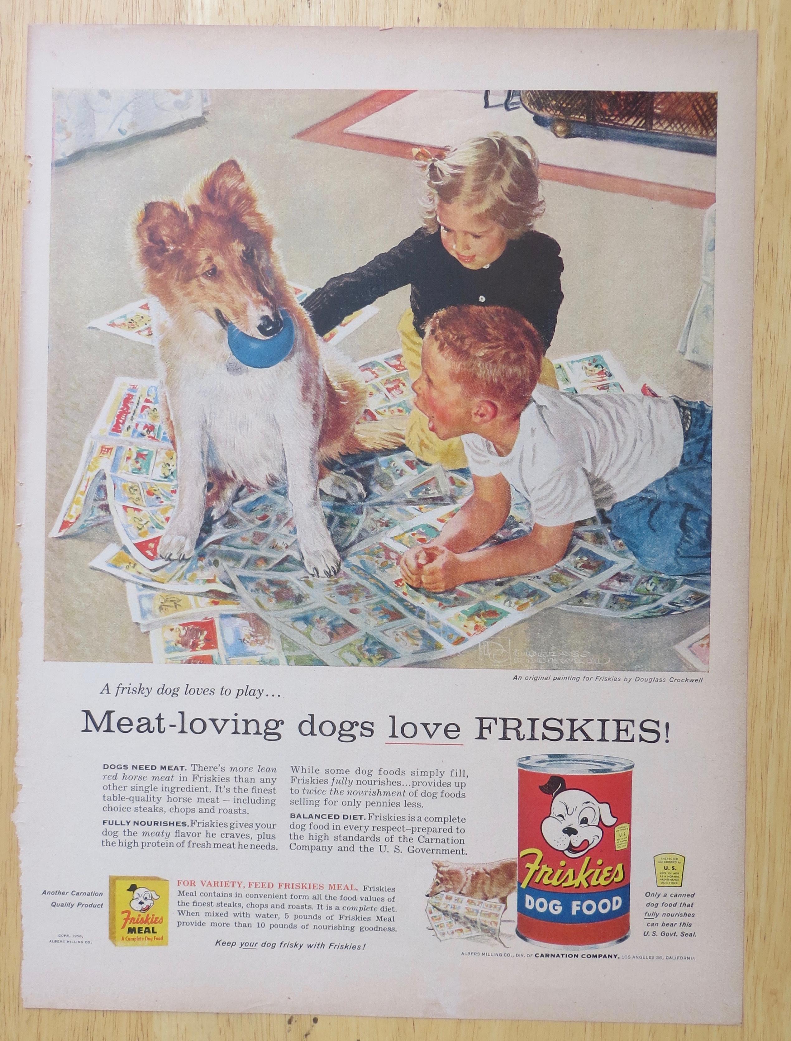 1956 Friskies Dog Food with Children & Their Dog