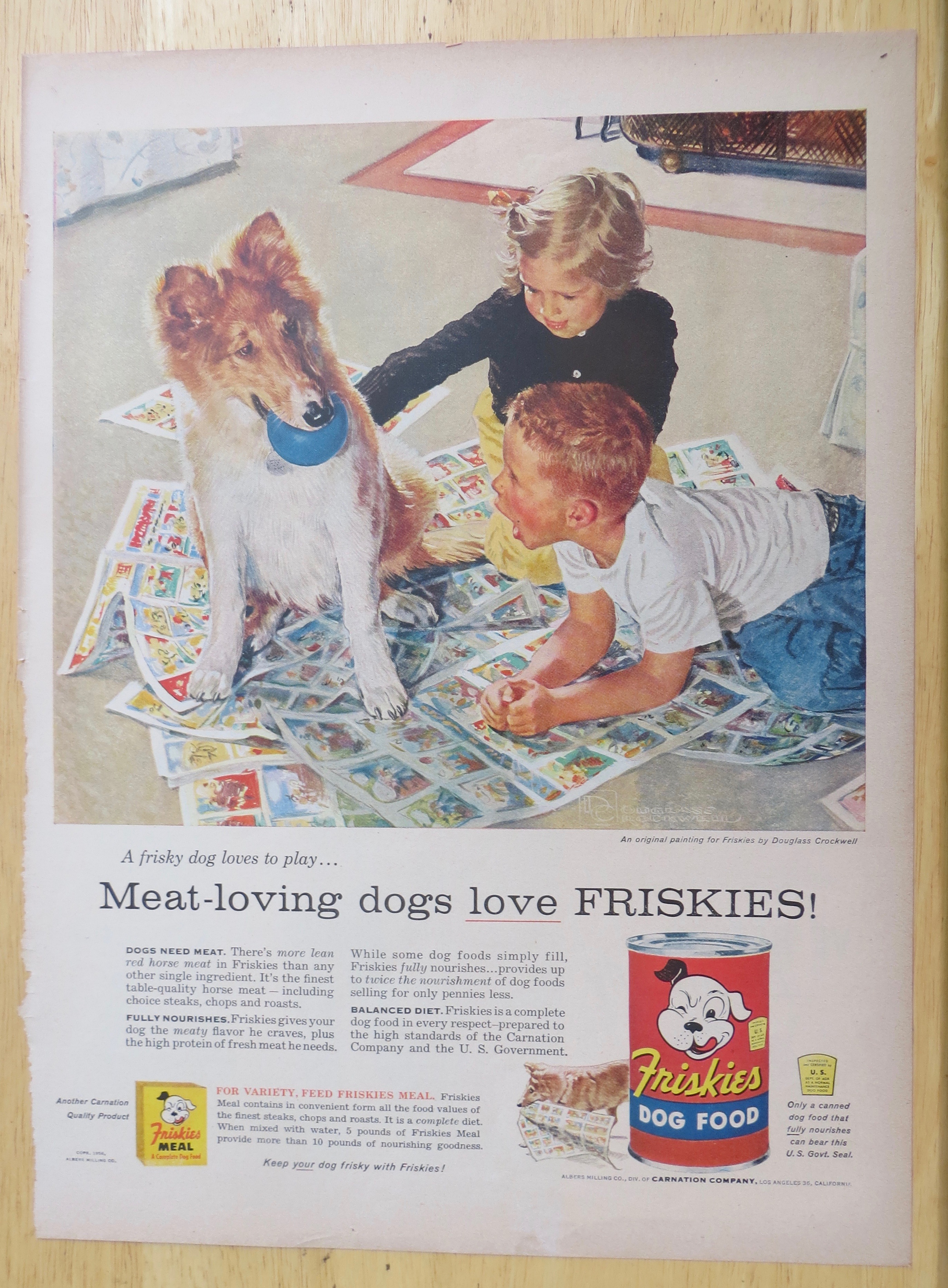1956 Friskies Dog Food with Children & Their Dog