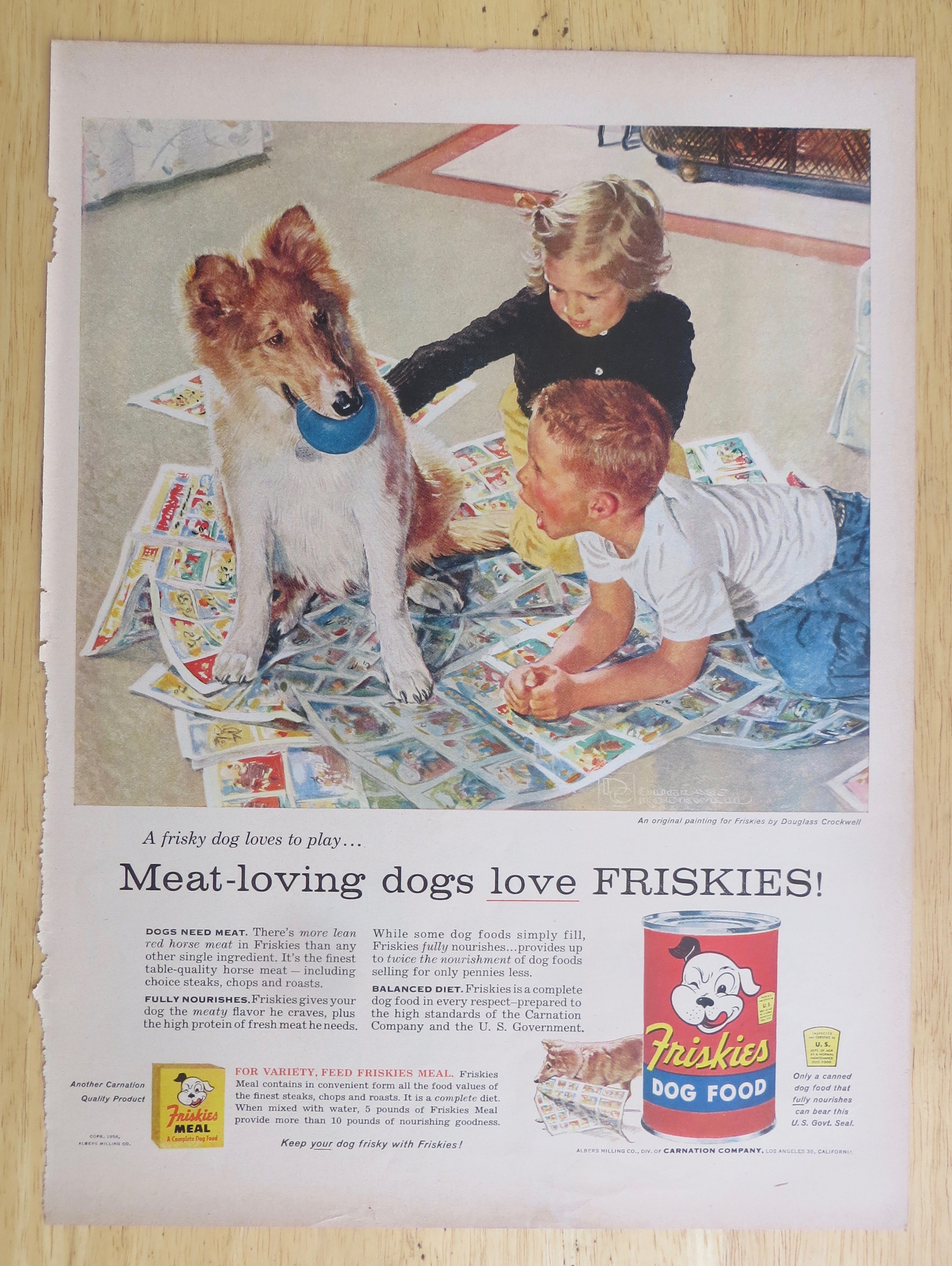 1956 Friskies Dog Food with Children & Their Dog