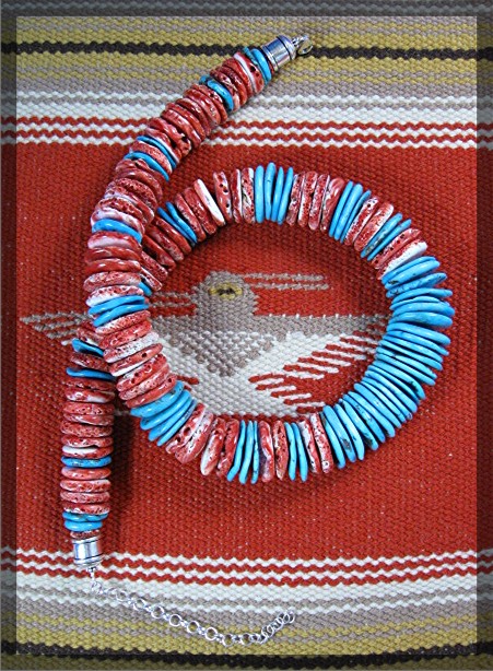 Navajo Spiny Oyster Turquoise 23 1/2 Inch Necklace