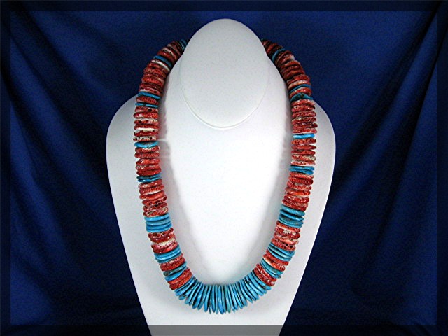 Navajo Spiny Oyster Turquoise 23 1/2 Inch Necklace