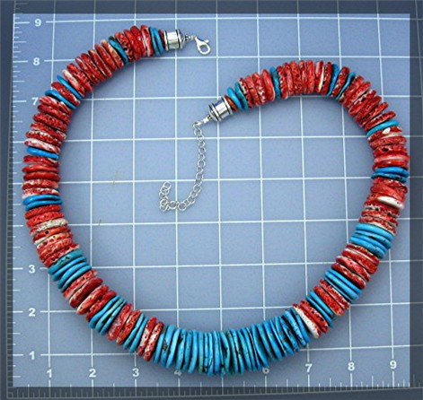 Navajo Spiny Oyster Turquoise 23 1/2 Inch Necklace