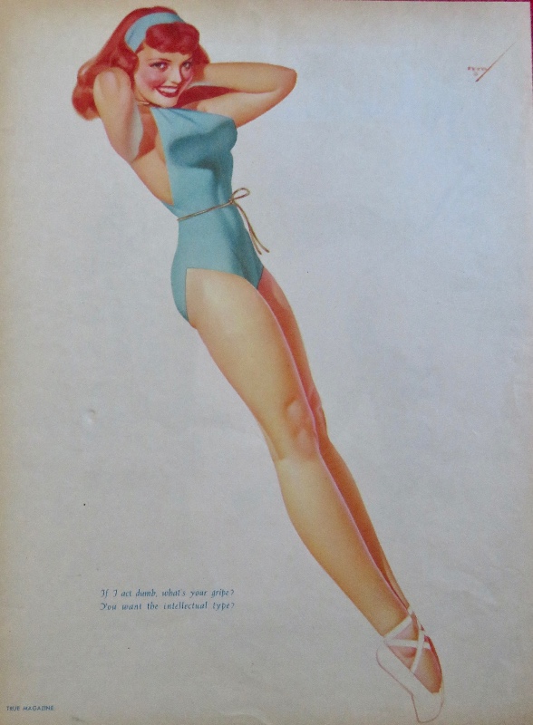 Original 1940's Sexy George Petty Girl Pin Up - Girl Wearing Green Swim Suit