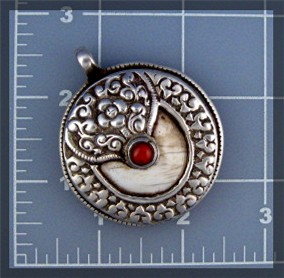 Silver Pendant Tibet Coral Shell Friendship Monkey