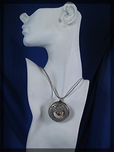 Silver Pendant Tibet Coral Shell Friendship Monkey