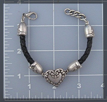 Bracelet BRIGHTON Silver & Leather Heart