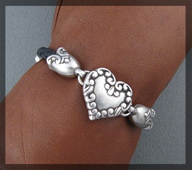 Bracelet BRIGHTON Silver & Leather Heart