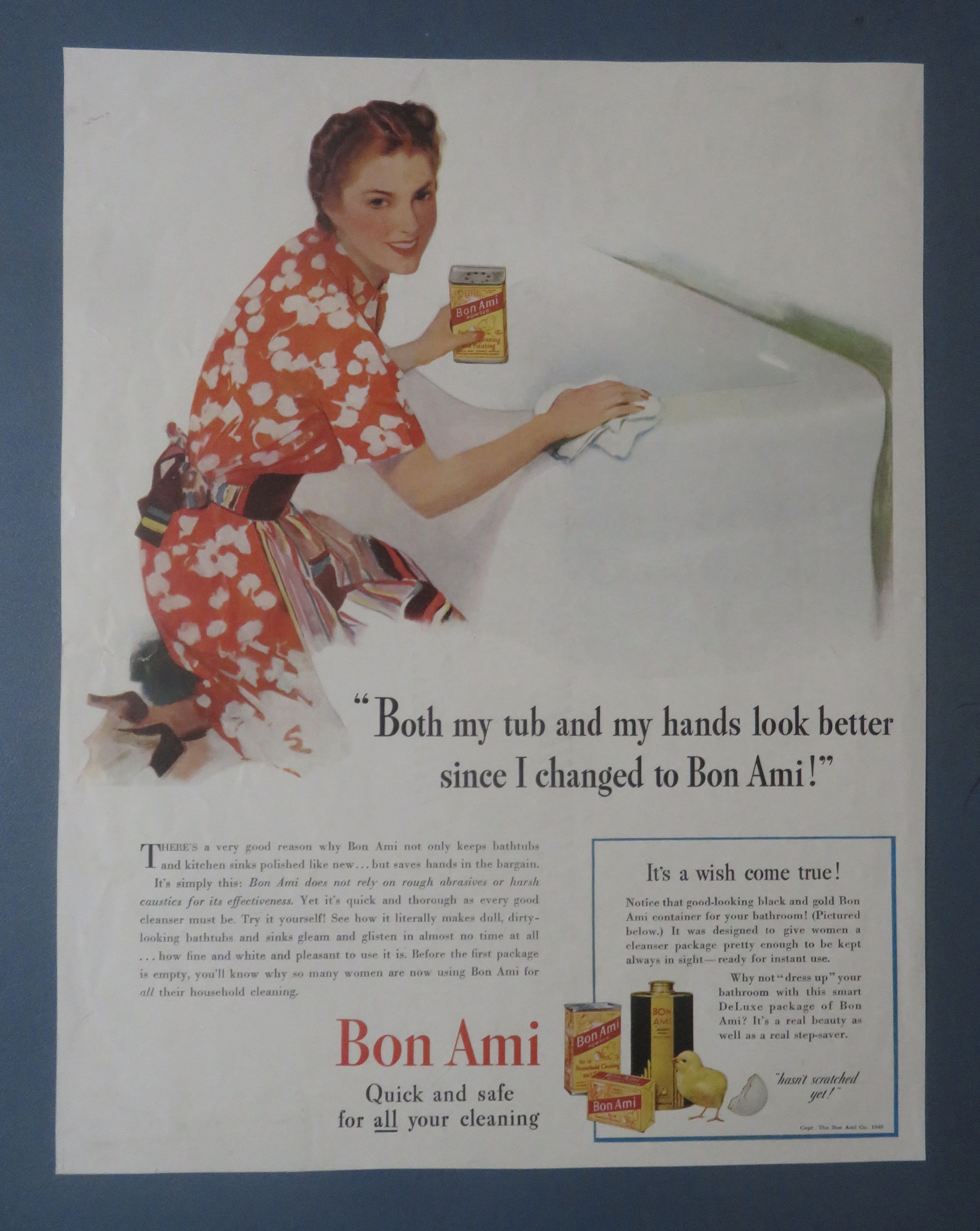 1940 Bon Ami Cleanser with Woman Cleaning Bathtub