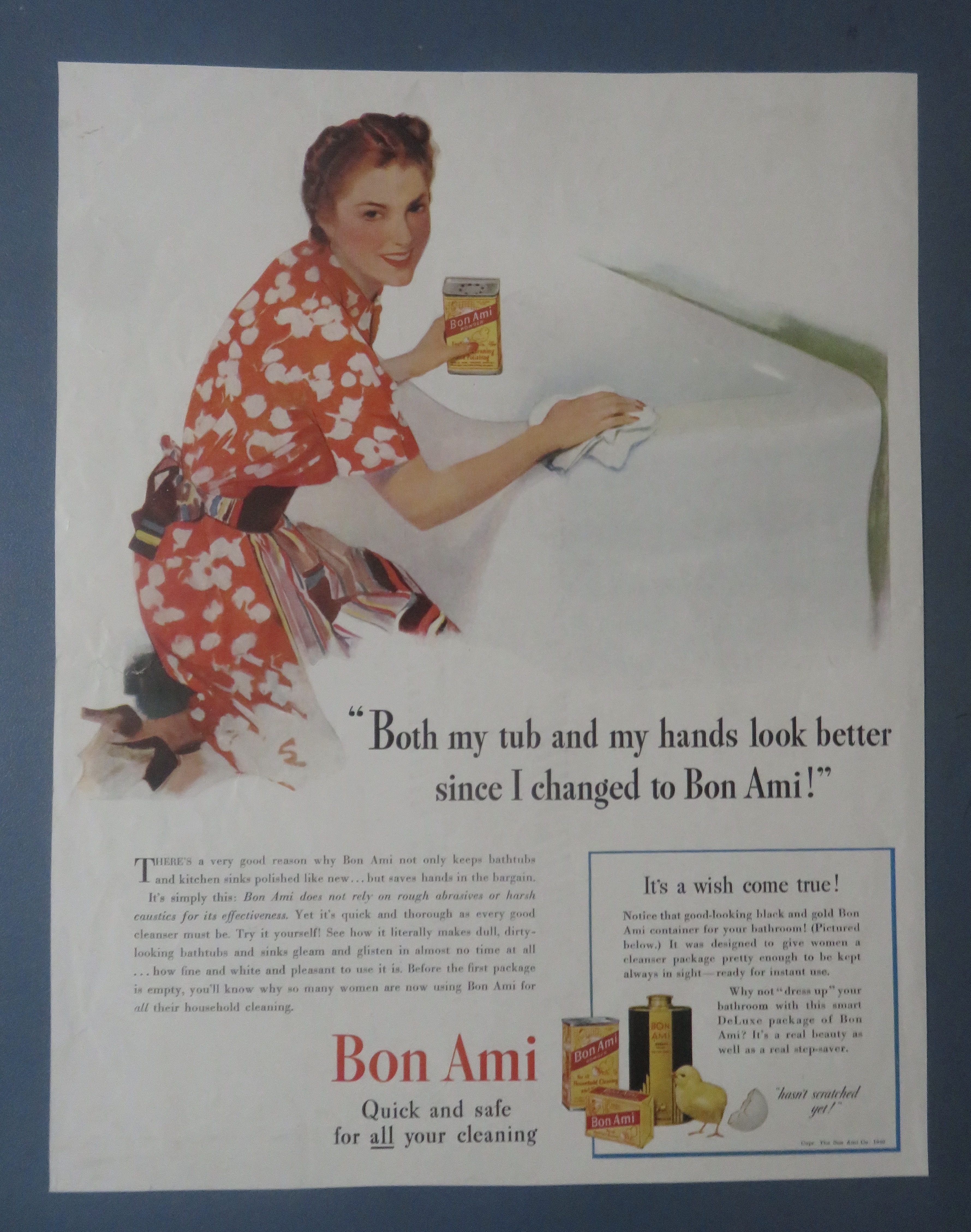 1940 Bon Ami Cleanser with Woman Cleaning Bathtub