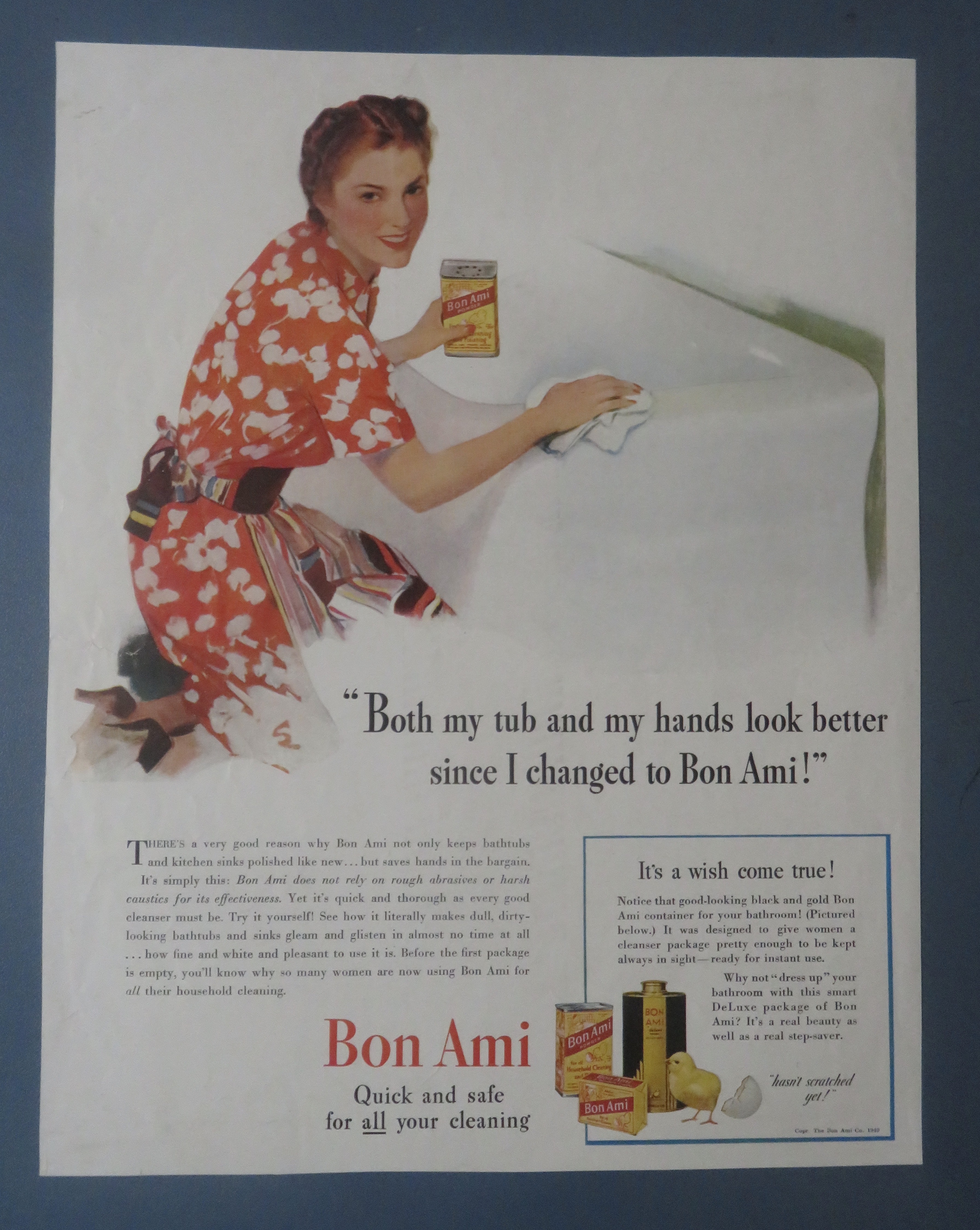 1940 Bon Ami Cleanser with Woman Cleaning Bathtub