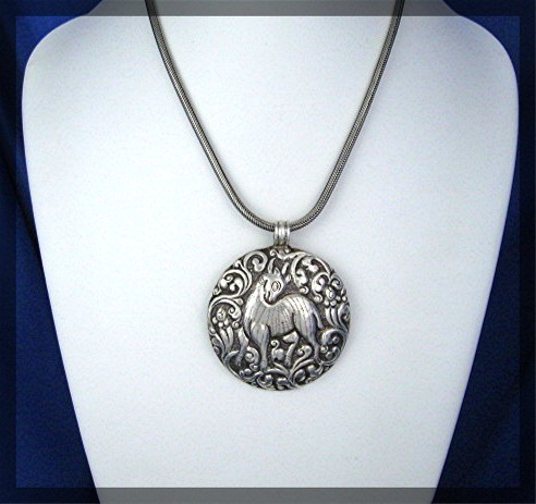 Pendant Sterling Silver Mythological Animal Flowers Vin