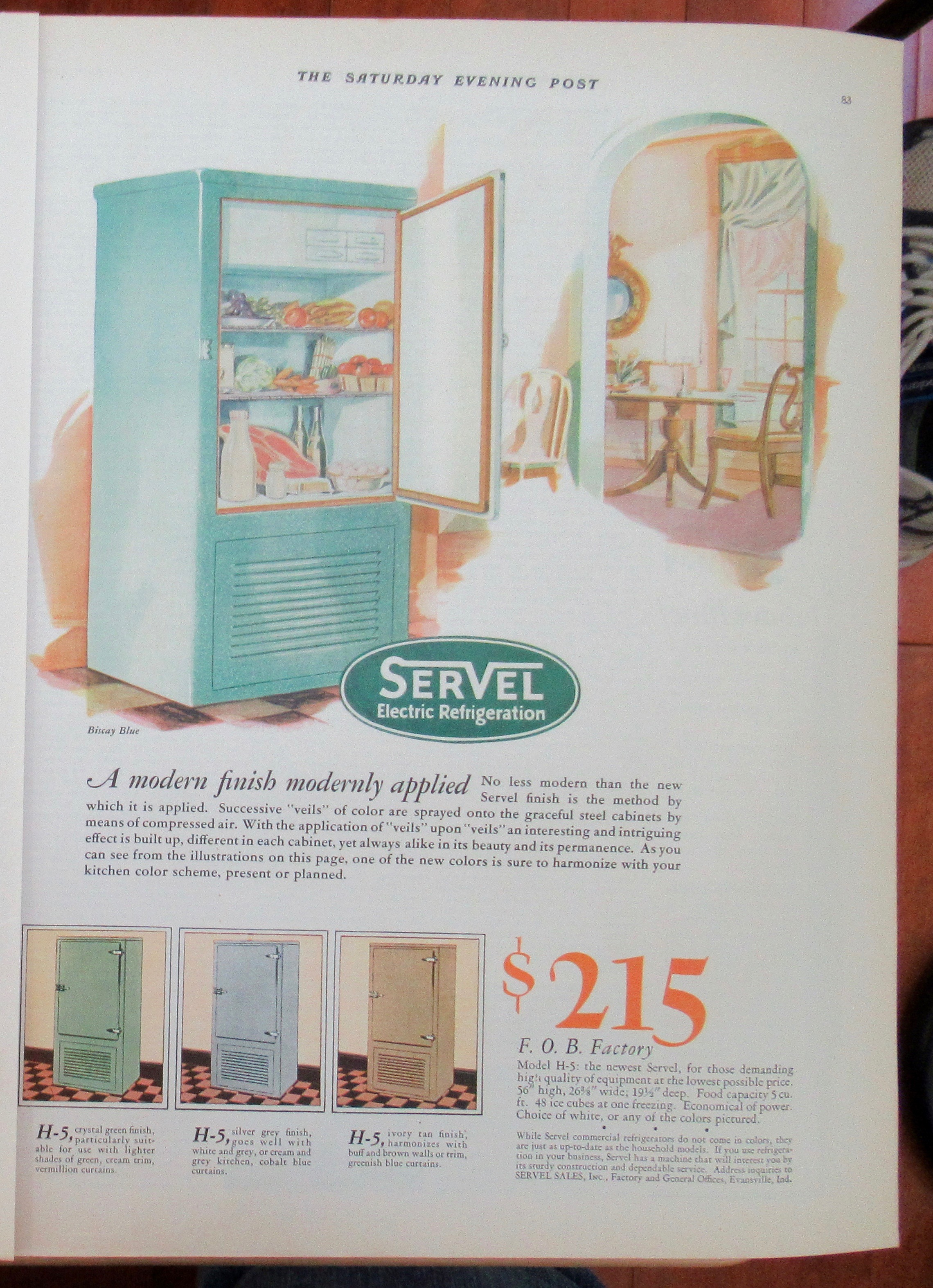 1928 Servel Refrigerator with Servel Model H-5