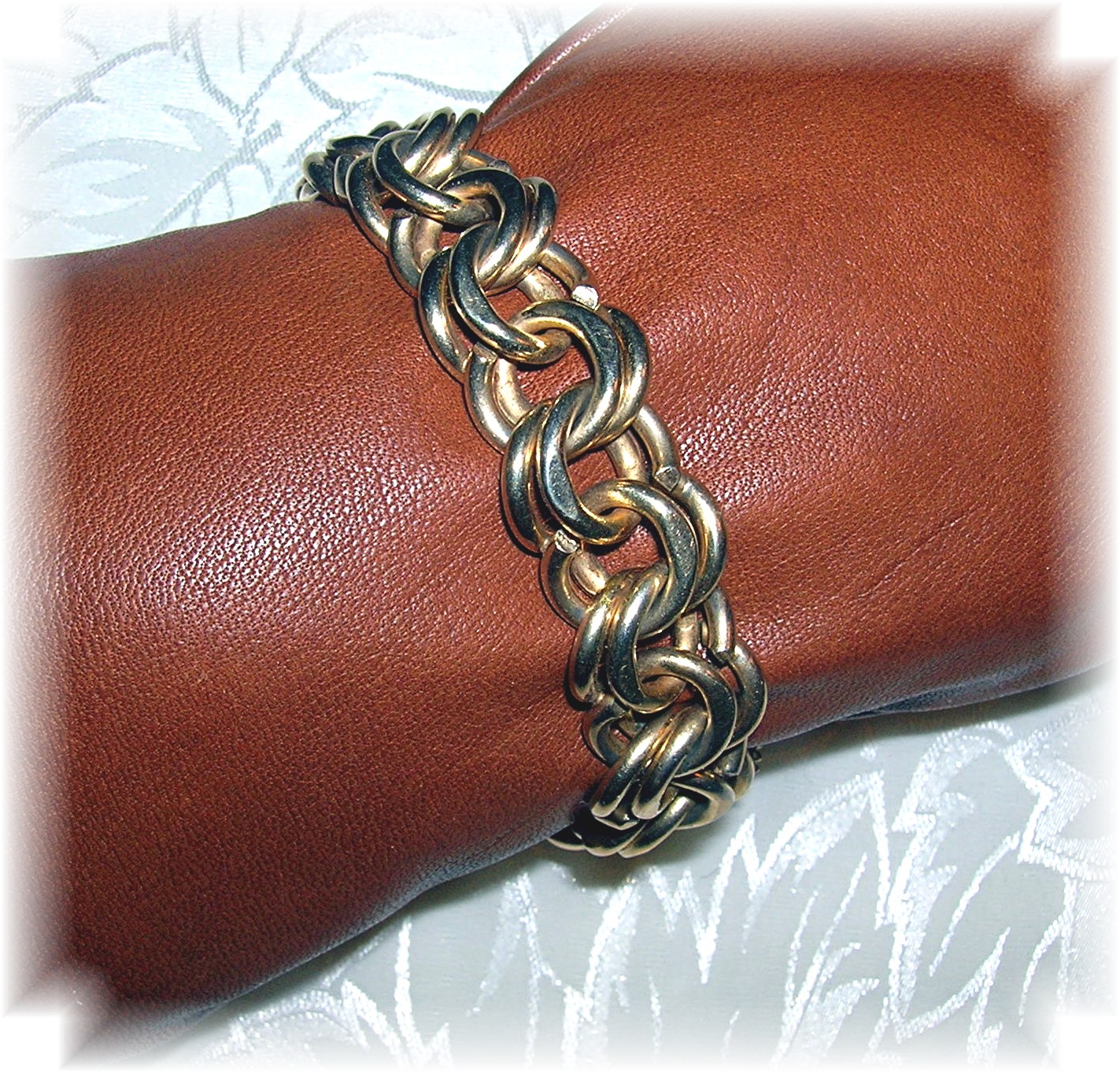 12K Gold Fill 8 Inch Chunky Double Link Bracelet
