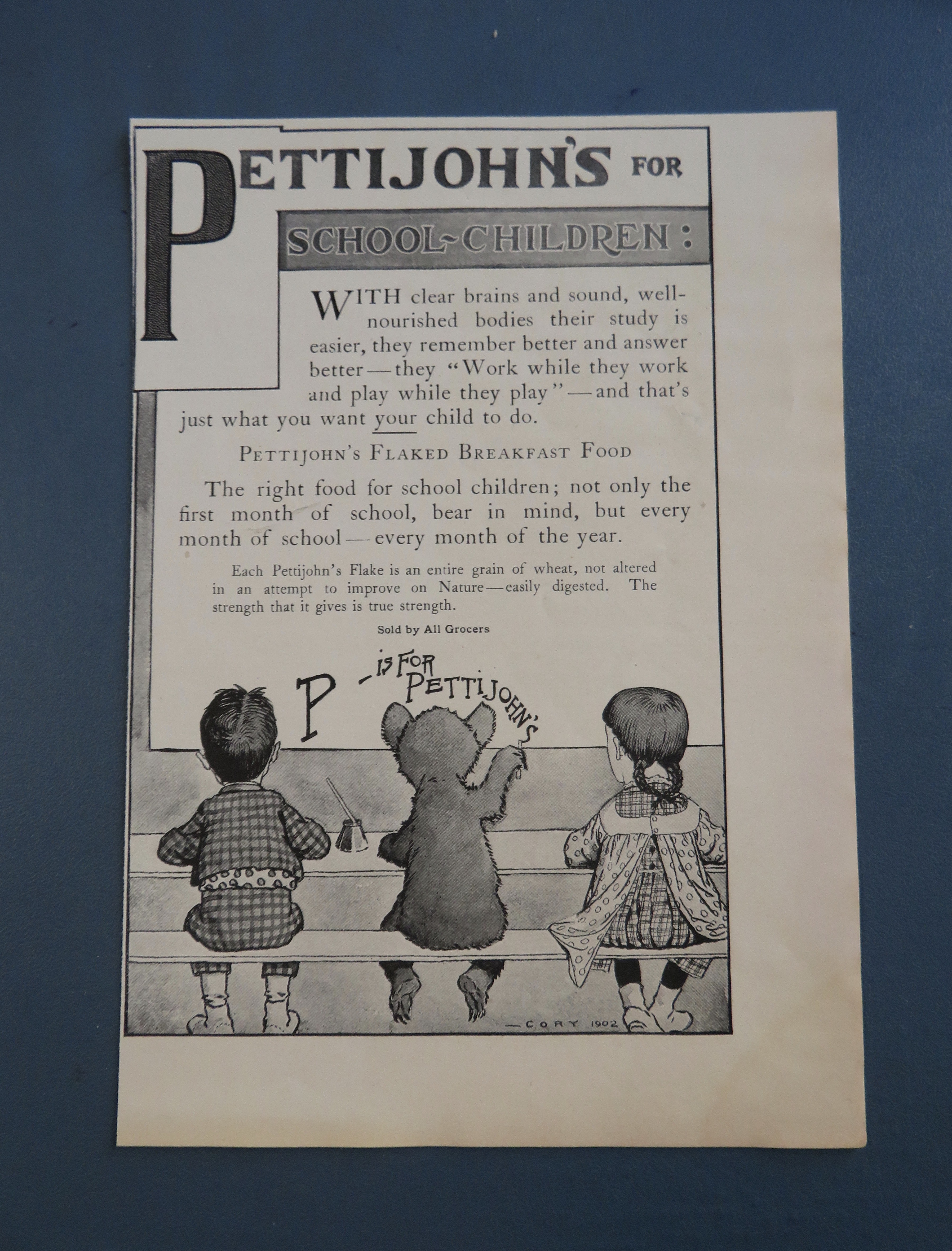 1902 PettiJohn's Flaked Breakfast Food with Children