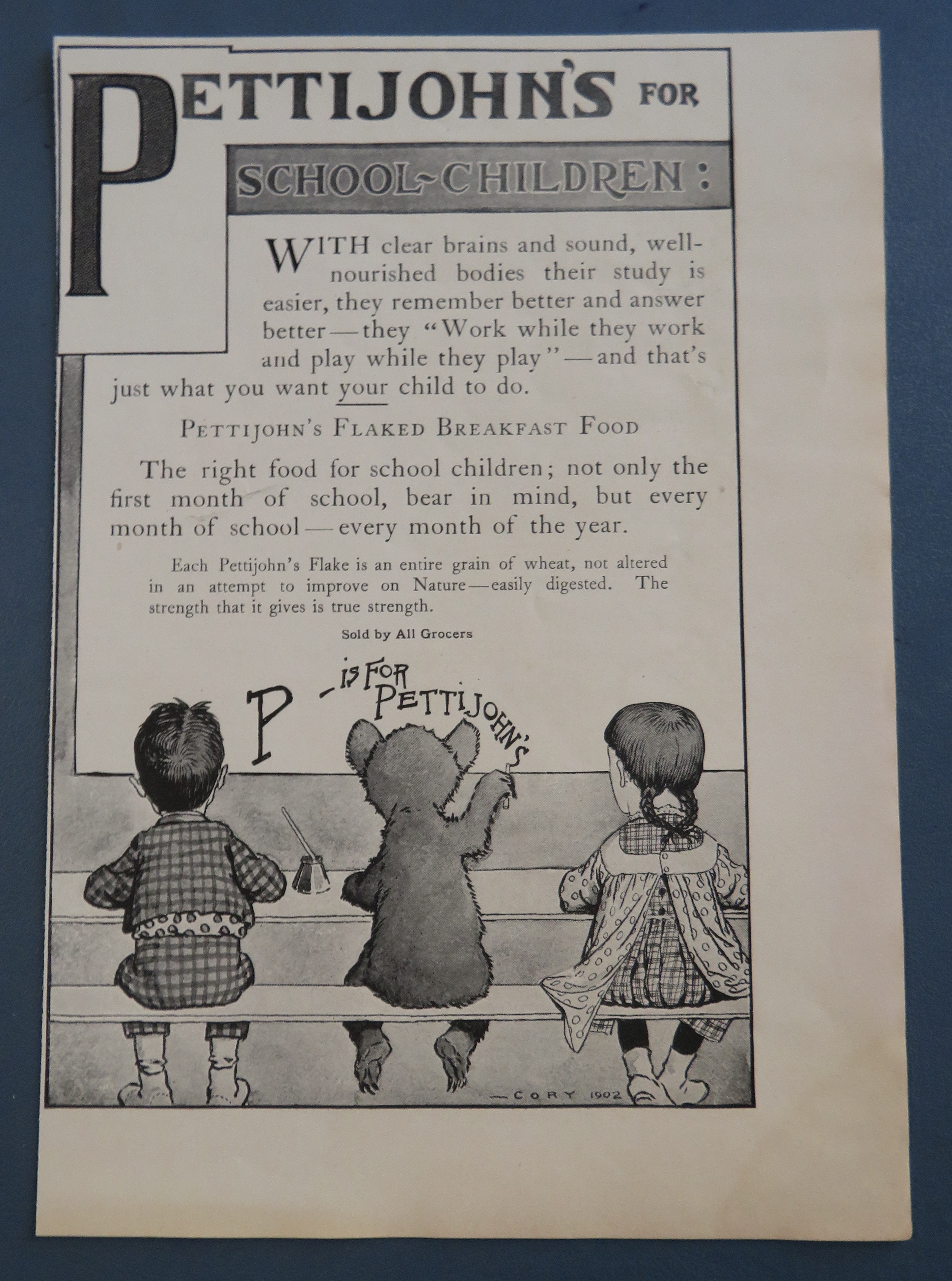 1902 PettiJohn's Flaked Breakfast Food with Children