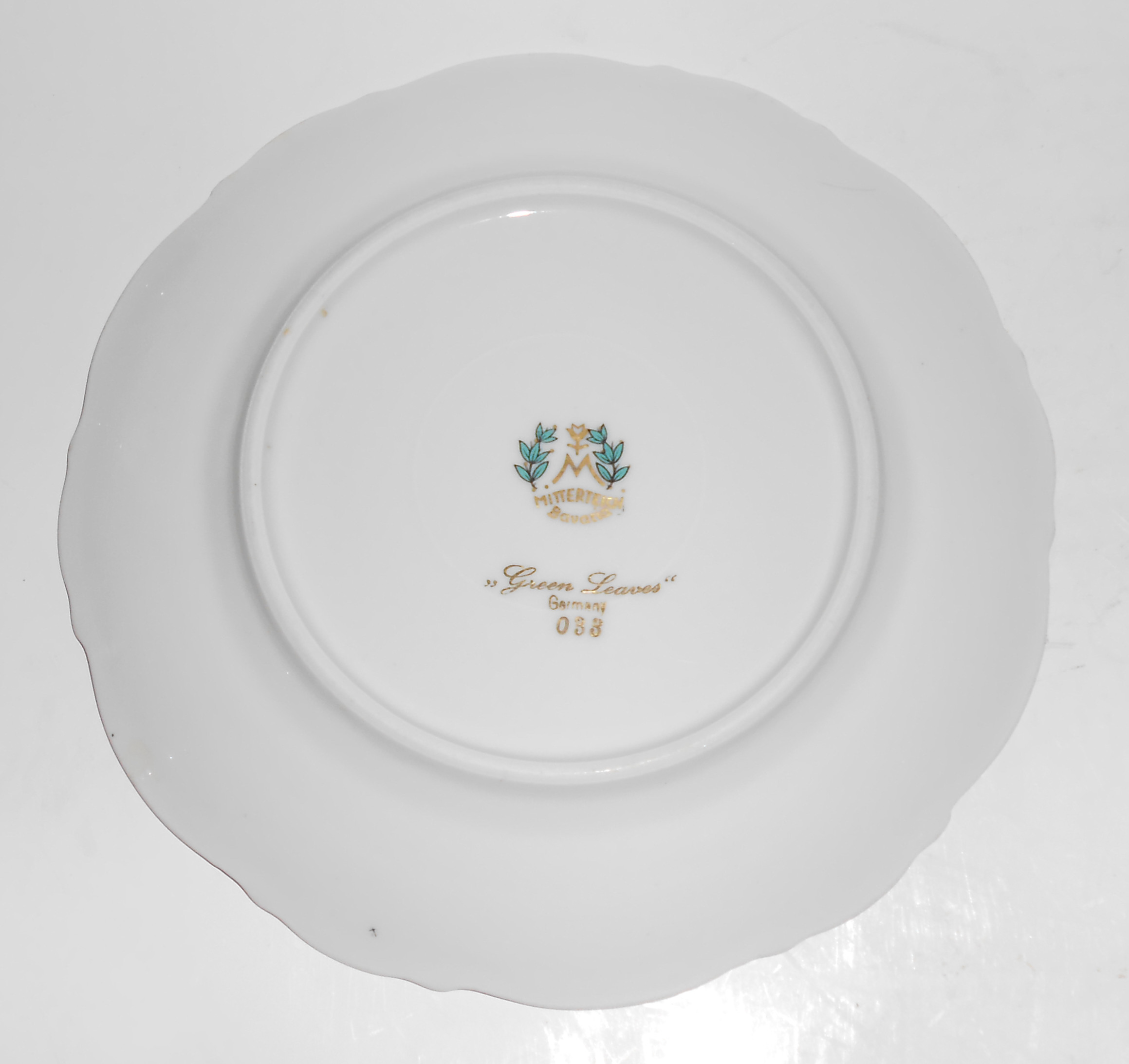 Mitterteich China Porcelain Green Leaves Bread Plate