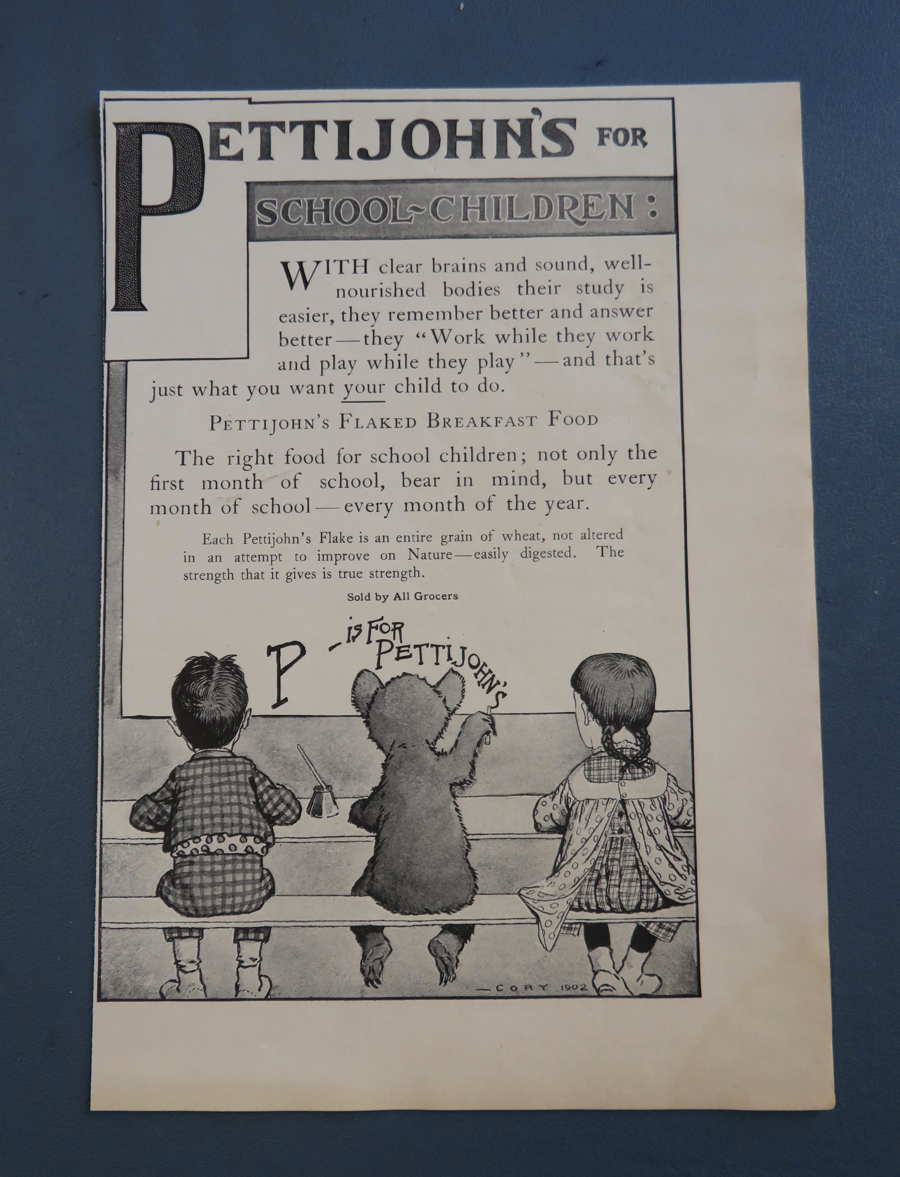 1902 PettiJohn's Flaked Breakfast Food with Children