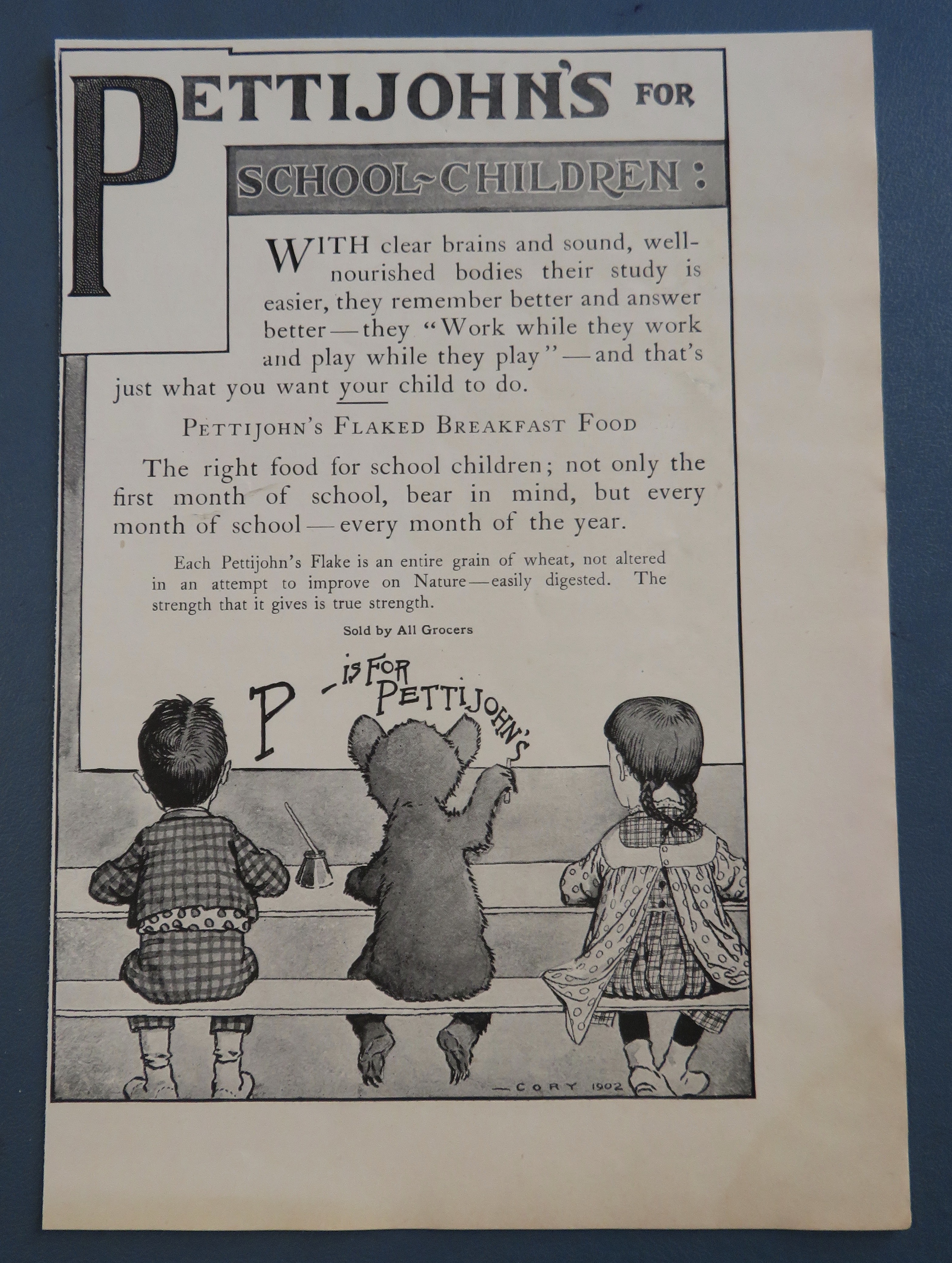 1902 PettiJohn's Flaked Breakfast Food with Children