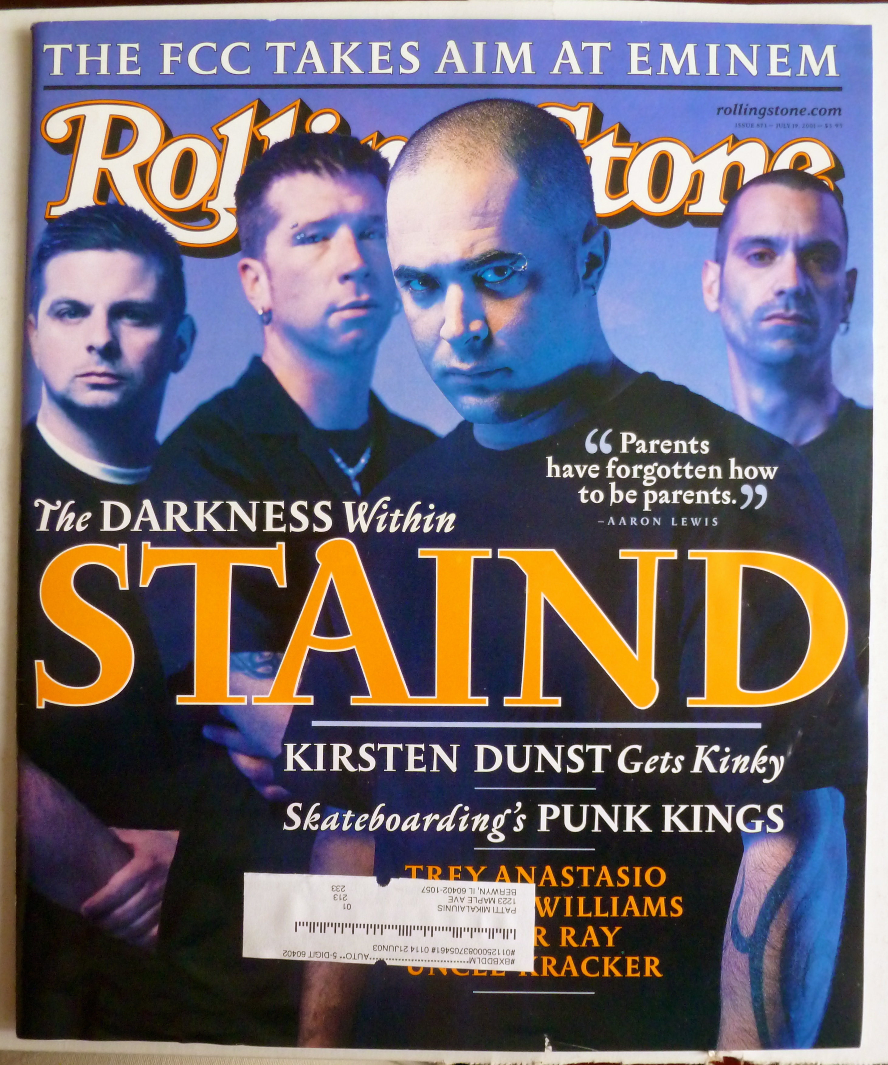 Rolling Stone July 19, 2001 Staind