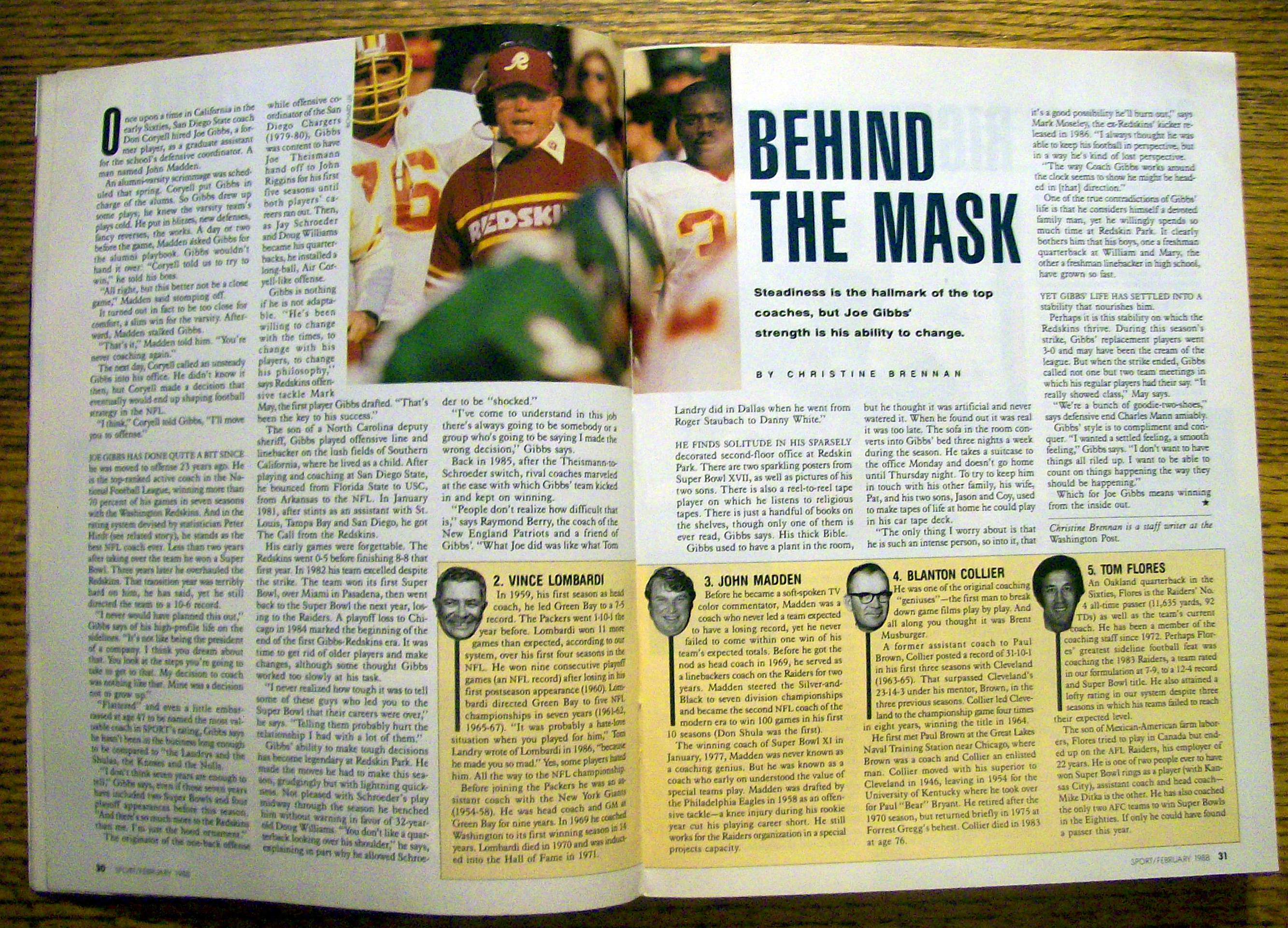 Sport Magazine-Feb 1988-Best NFL Coach Ever