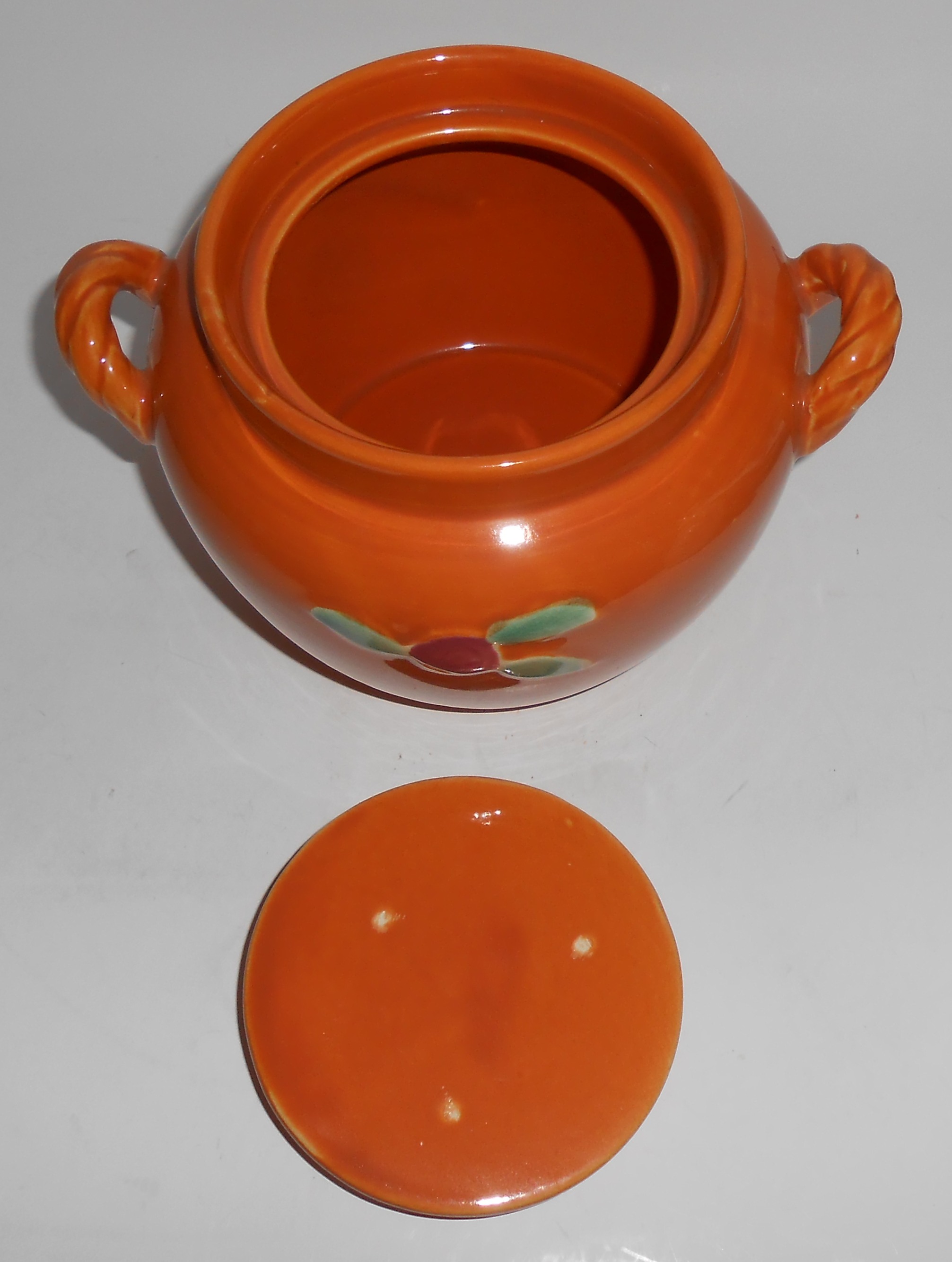 Coors Pottery Rosebud Orange Utility Jar W/Lid! MINT