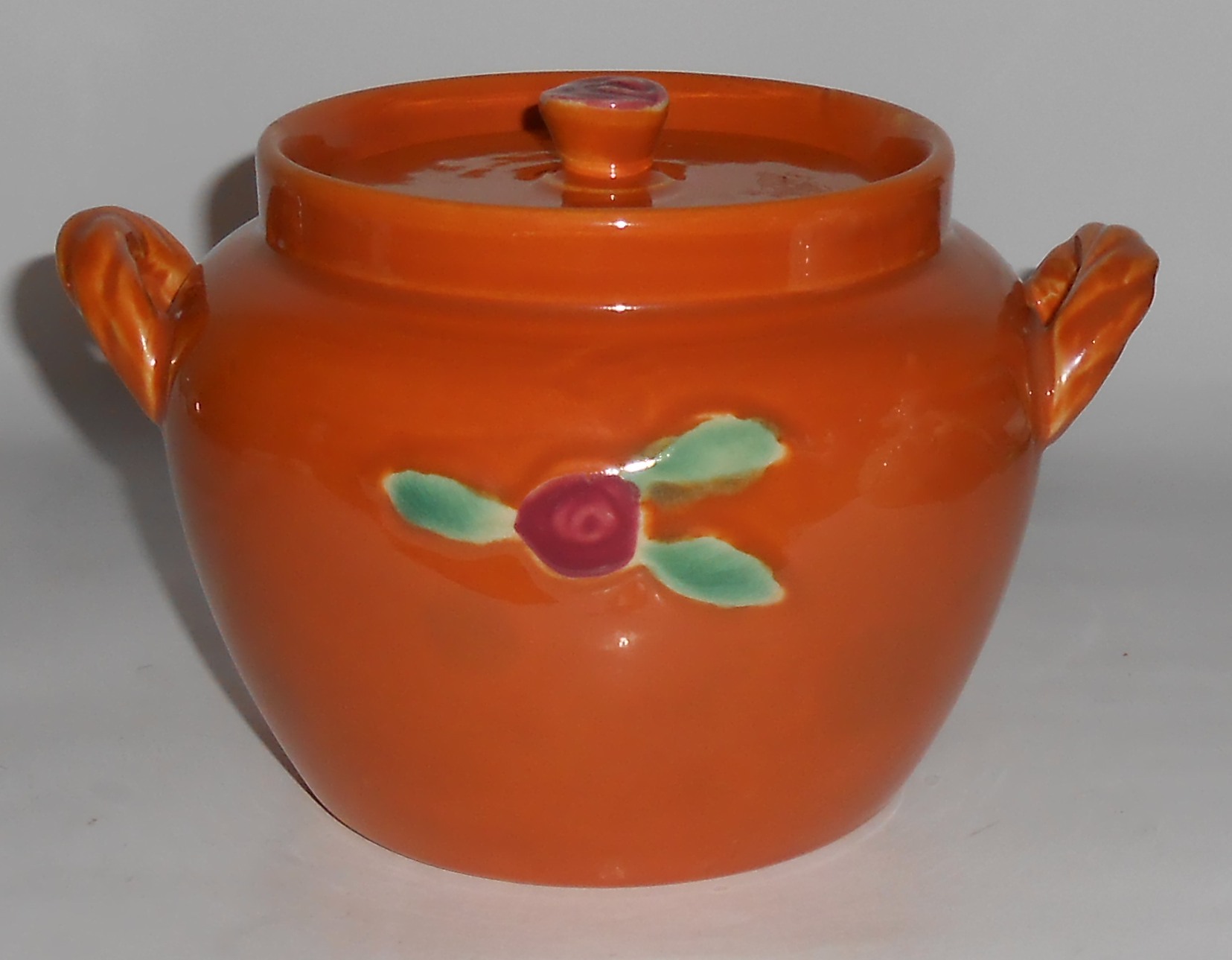 Coors Pottery Rosebud Orange Utility Jar W/Lid! MINT