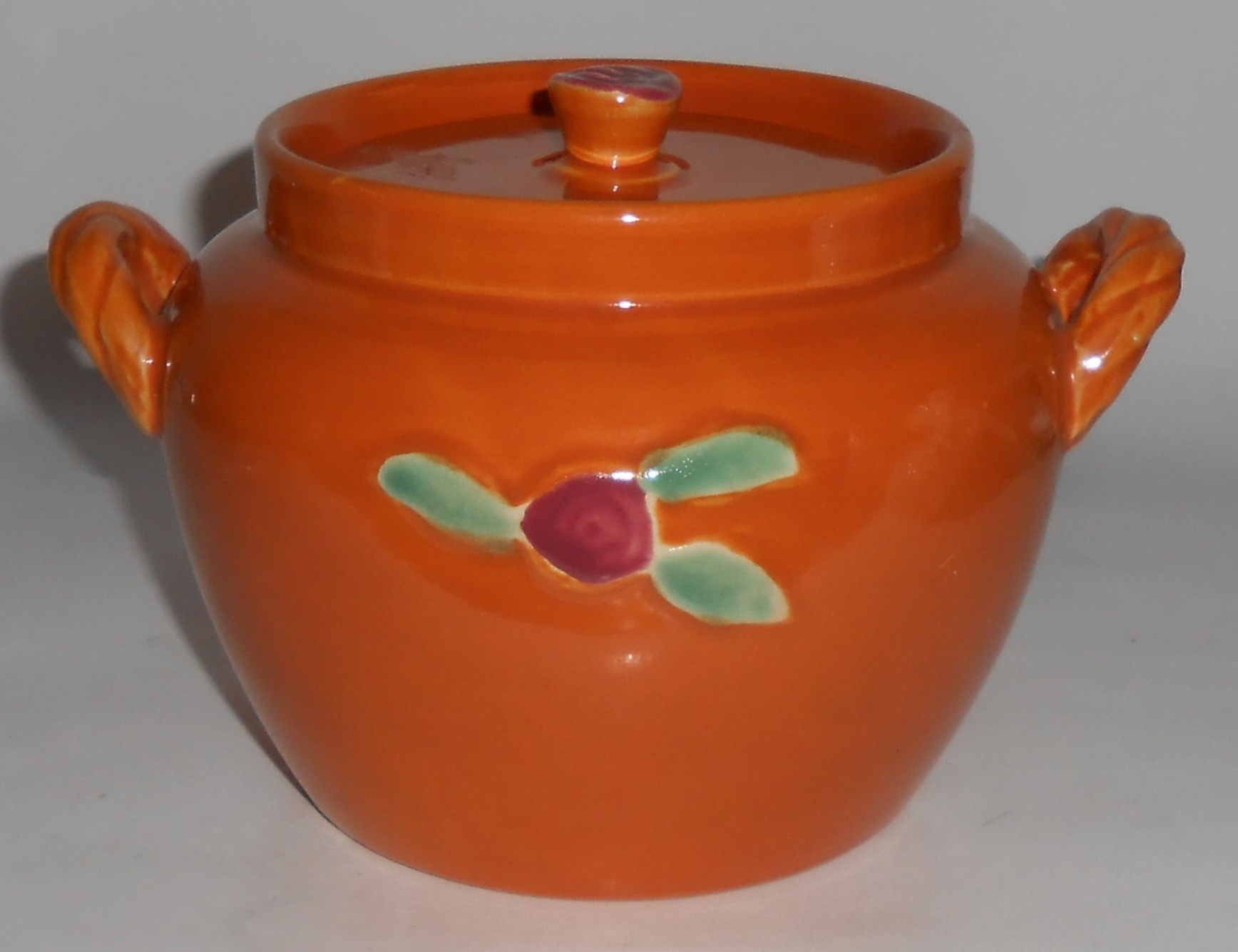 Coors Pottery Rosebud Orange Utility Jar W/Lid! MINT