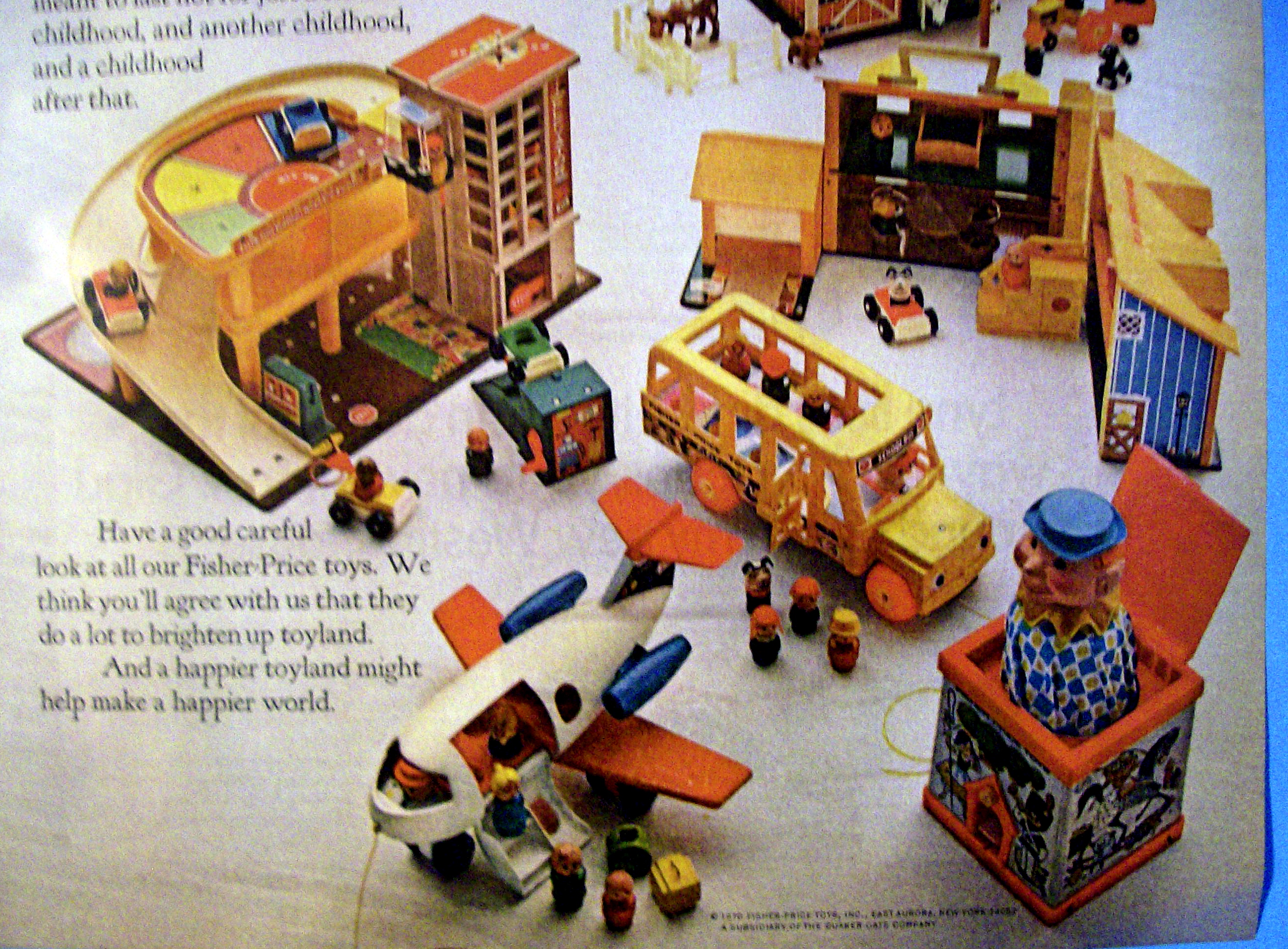 1970 Fisher Price Toys with Jet Plane, Garage & More