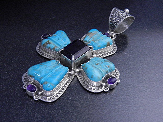 David Troutman Kingman Turquoise Amethyst Pendant