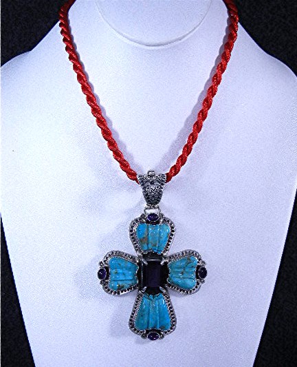 David Troutman Kingman Turquoise Amethyst Pendant