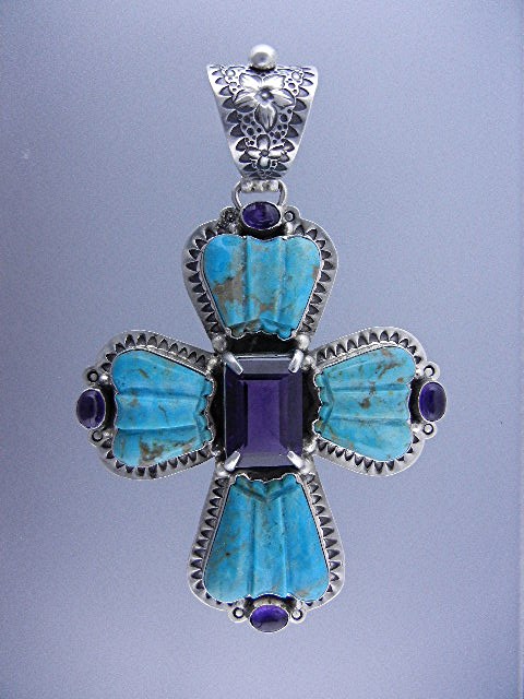 David Troutman Kingman Turquoise Amethyst Pendant