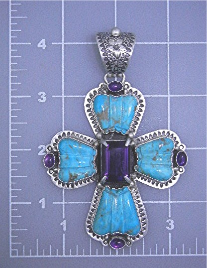 David Troutman Kingman Turquoise Amethyst Pendant