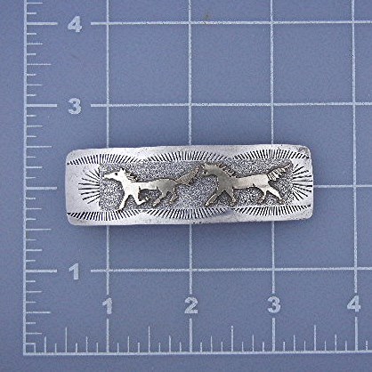 Navajo Barette Sterling Silver 12K Gold Horses R Begay