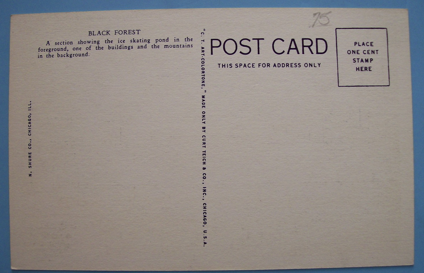 Black Forest Postcard  (1933 Century Of Progress)