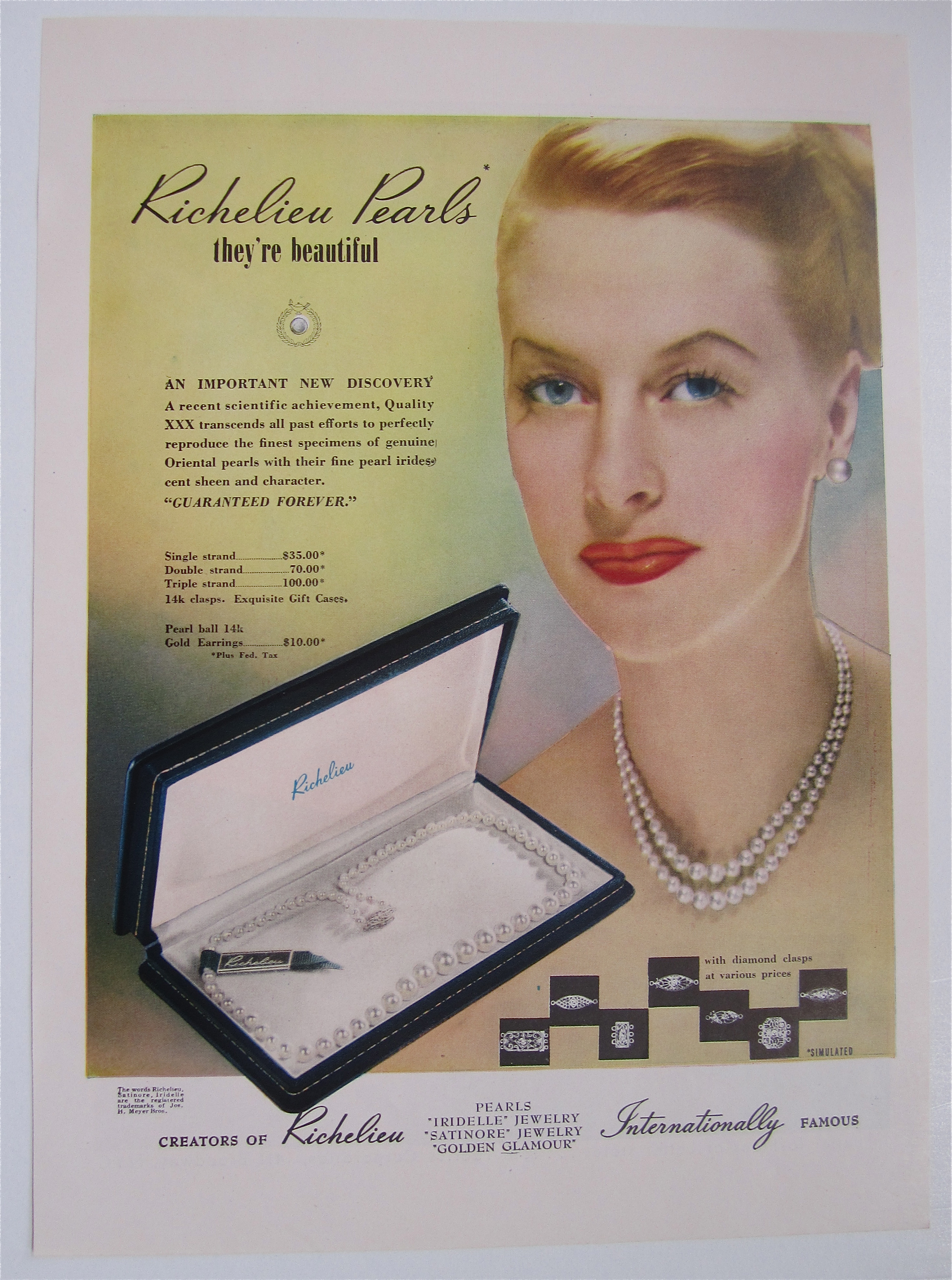 1946 Richelieu Pearls with Woman Wearing Pearls